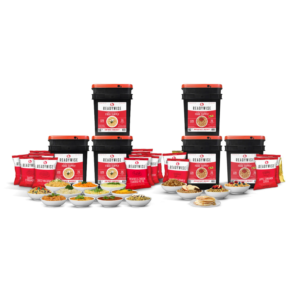 ReadyWise 720 Serving Emergency Food Supply - Breakfast & Entree Survival Kit for Camping, Hiking, and Disaster Preparedness