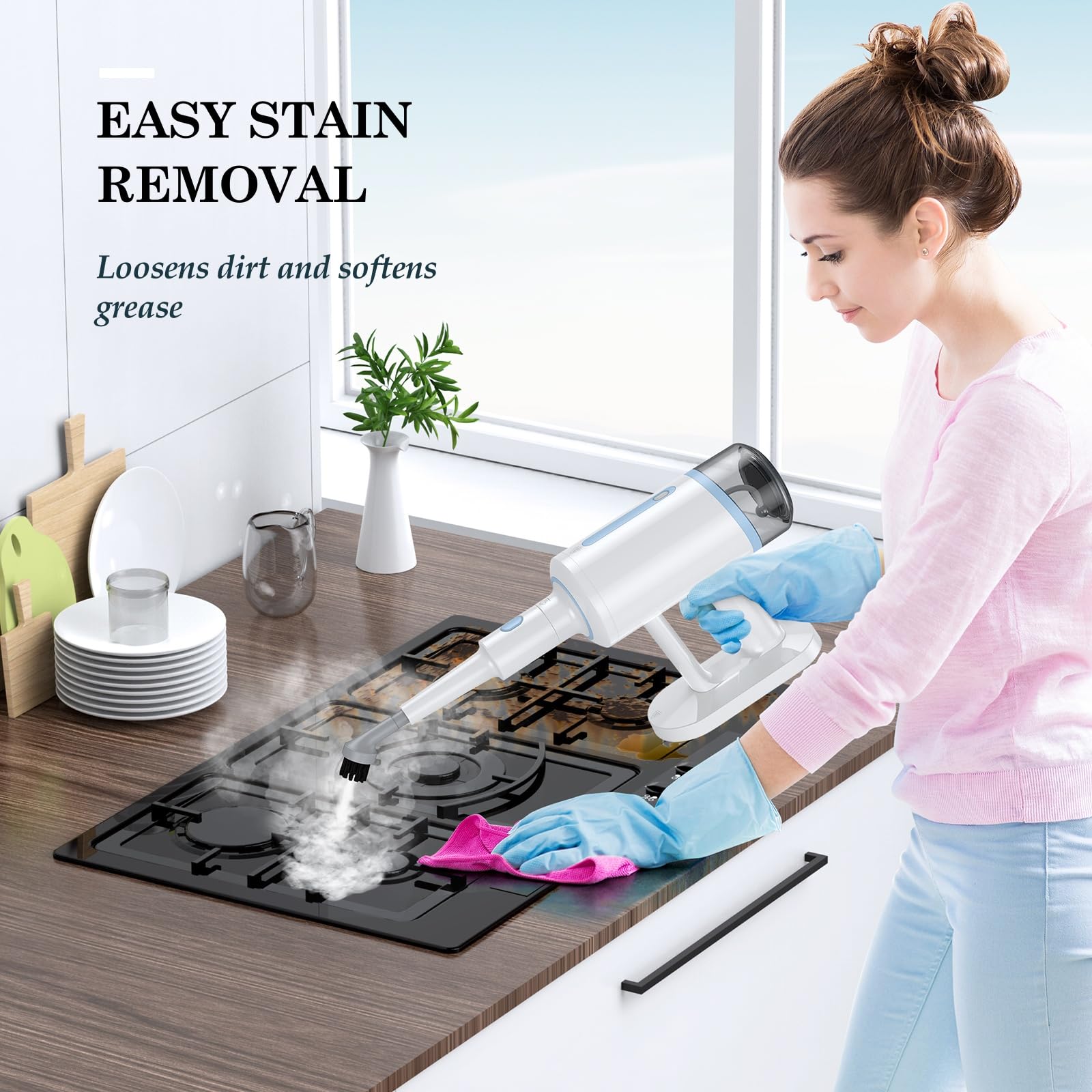 Best Steam Mop with Detachable Handheld Steamer - Powerful Floor Cleaner for Hardwood, Tile, Laminate & All Floors - Multipurpose Home Cleaning Kit with Attachments - Ideal for Kitchen, Bathroom & Pet Areas