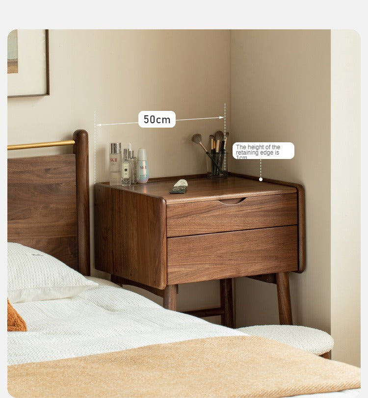 Solid Black Walnut Wood Mirror Dressing Table - Elegant Vanity Desk for Bedroom, Bathroom & Makeup Area