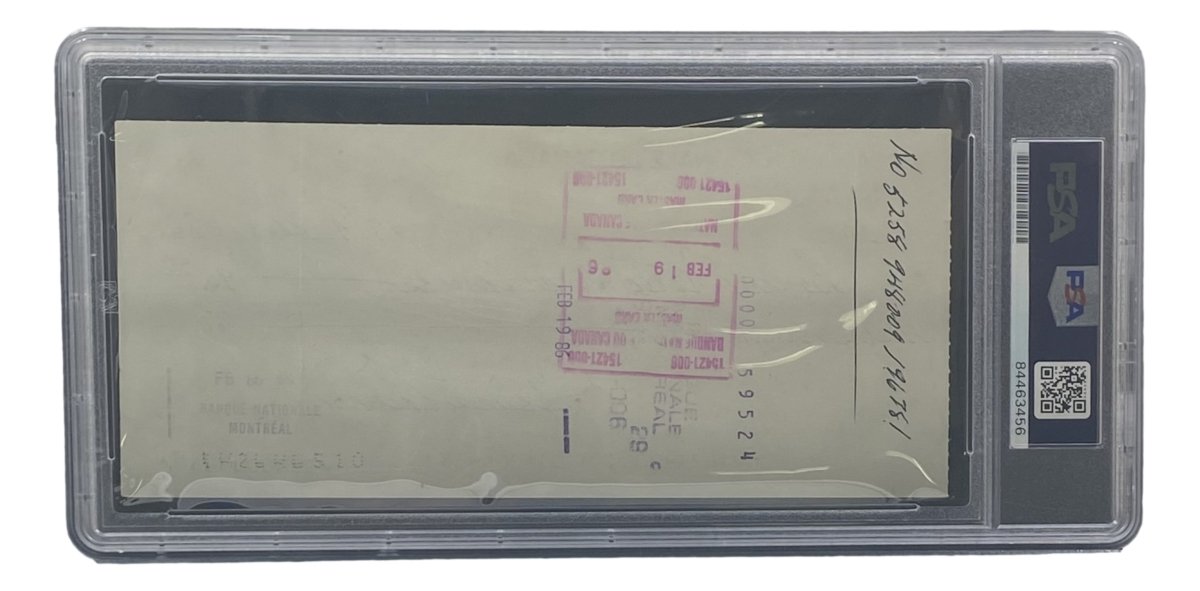 Authentic Maurice Richard Signed Montreal Canadiens Bank Check #605 - PSA/DNA Certified - Rare Hockey Memorabilia for Collectors & Sports Fans - Perfect for Framing & Display in Man Caves, Sports Bars, or Fan Collections