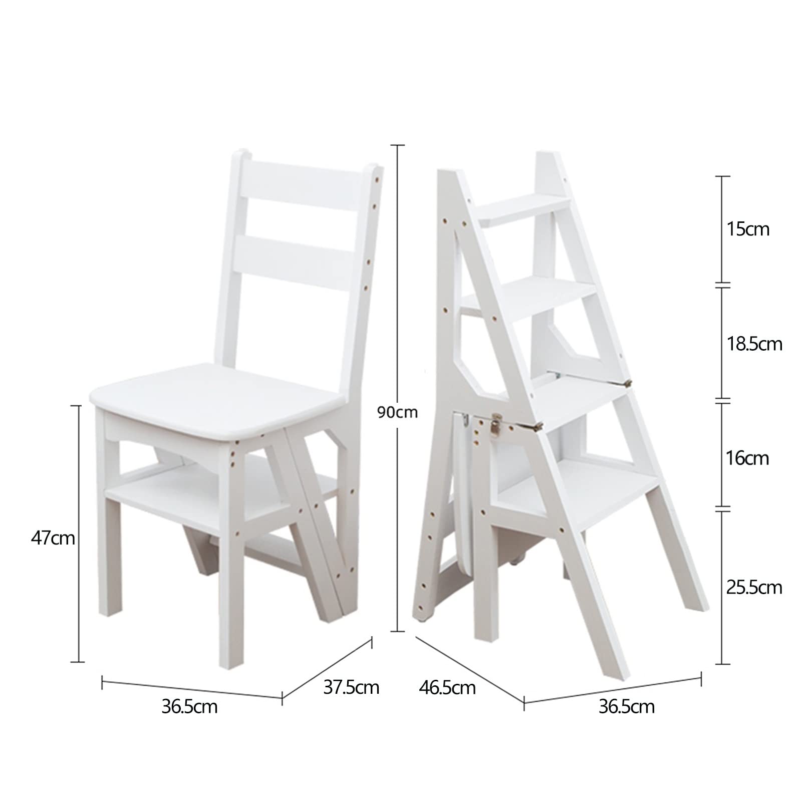Foldable Wooden Step Stool Ladder Chair - Portable Folding Scissor Step Stool - Library Step Shelf & Plant Stand for Home Storage | Perfect for Kitchen, Bathroom, and Garage Organization
