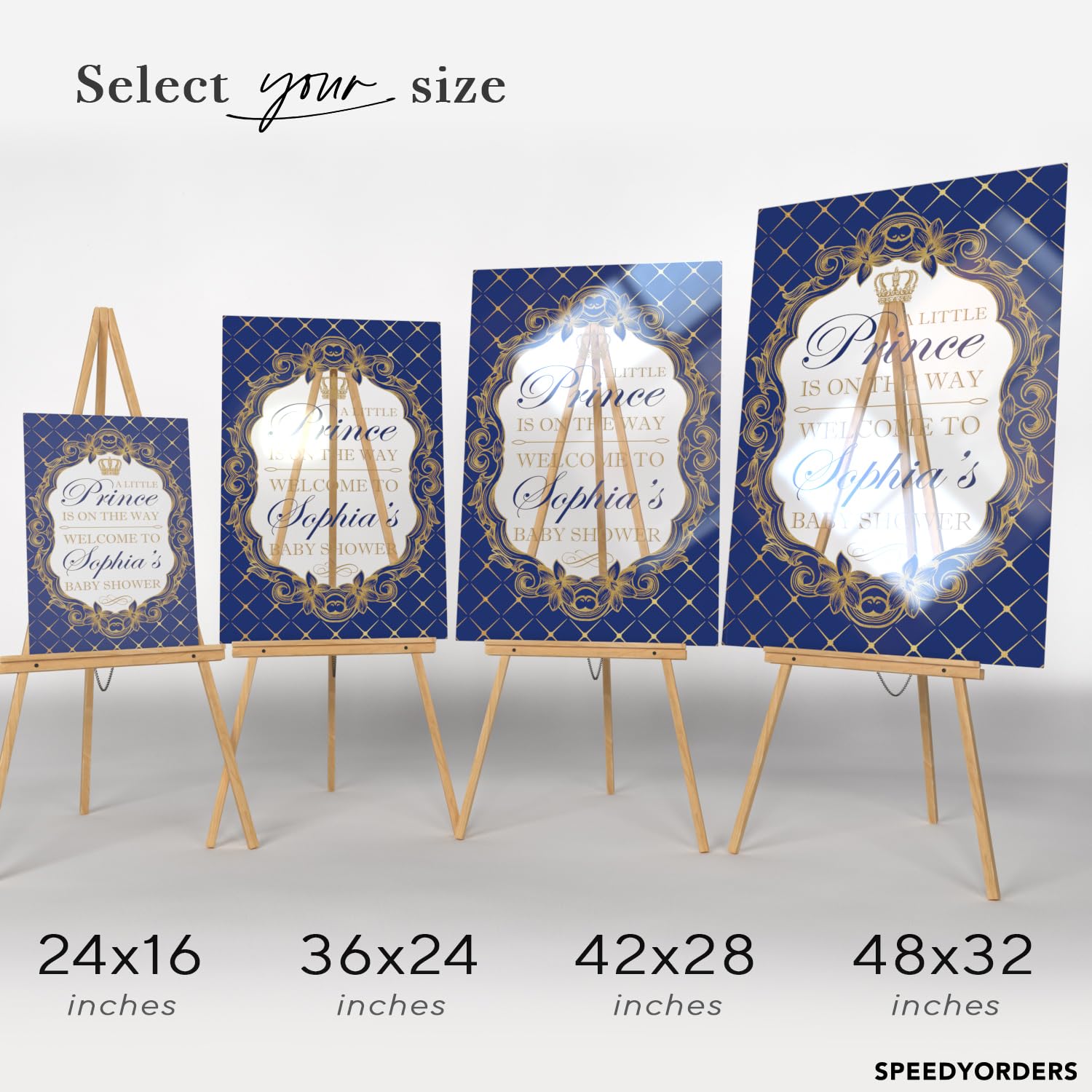 Royal Baby Welcome Sign - Blue & Gold Shower Backdrop for Little Prince Gender Reveal Party Decor | Acrylic Baby Shower Poster for Nursery, Birthday & Newborn Celebration