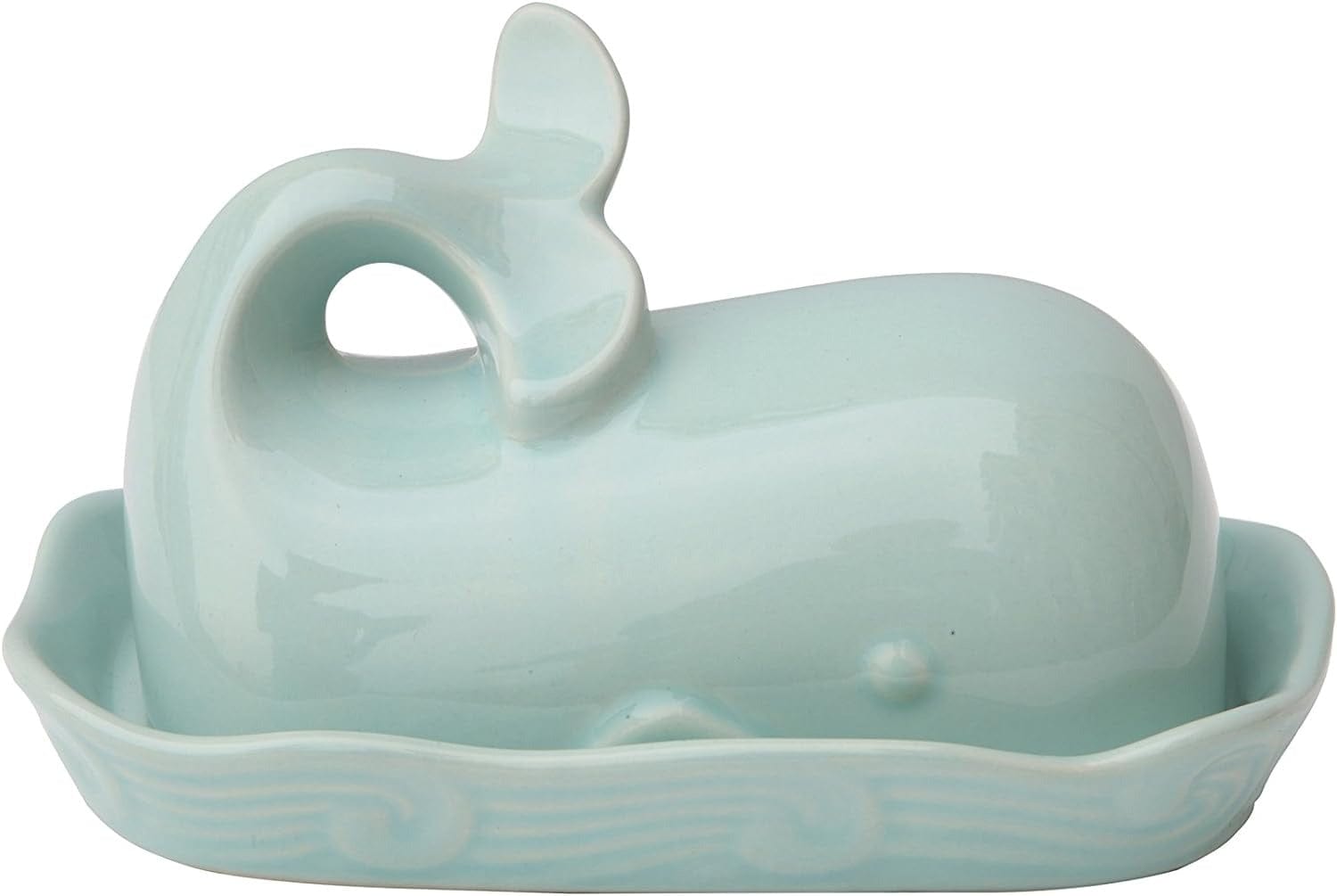 Whale-Shaped Butter Dish with Lid - Elegant Ceramic Butter Keeper for Dining Table, Kitchen Counter, or Gift Giving - Perfect for Butter Storage and Serving at Breakfast, Brunch, or Tea Parties