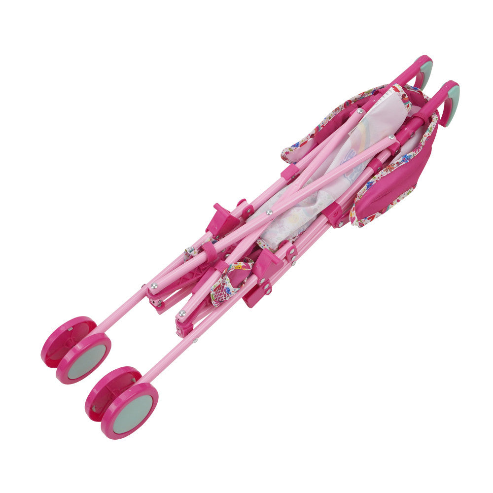 Baby Alive Doll Stroller with Retractable Canopy - Pink & Rainbow Stroller for Toddlers | Perfect for Pretend Play, Outdoor Walks & Role-Playing Games