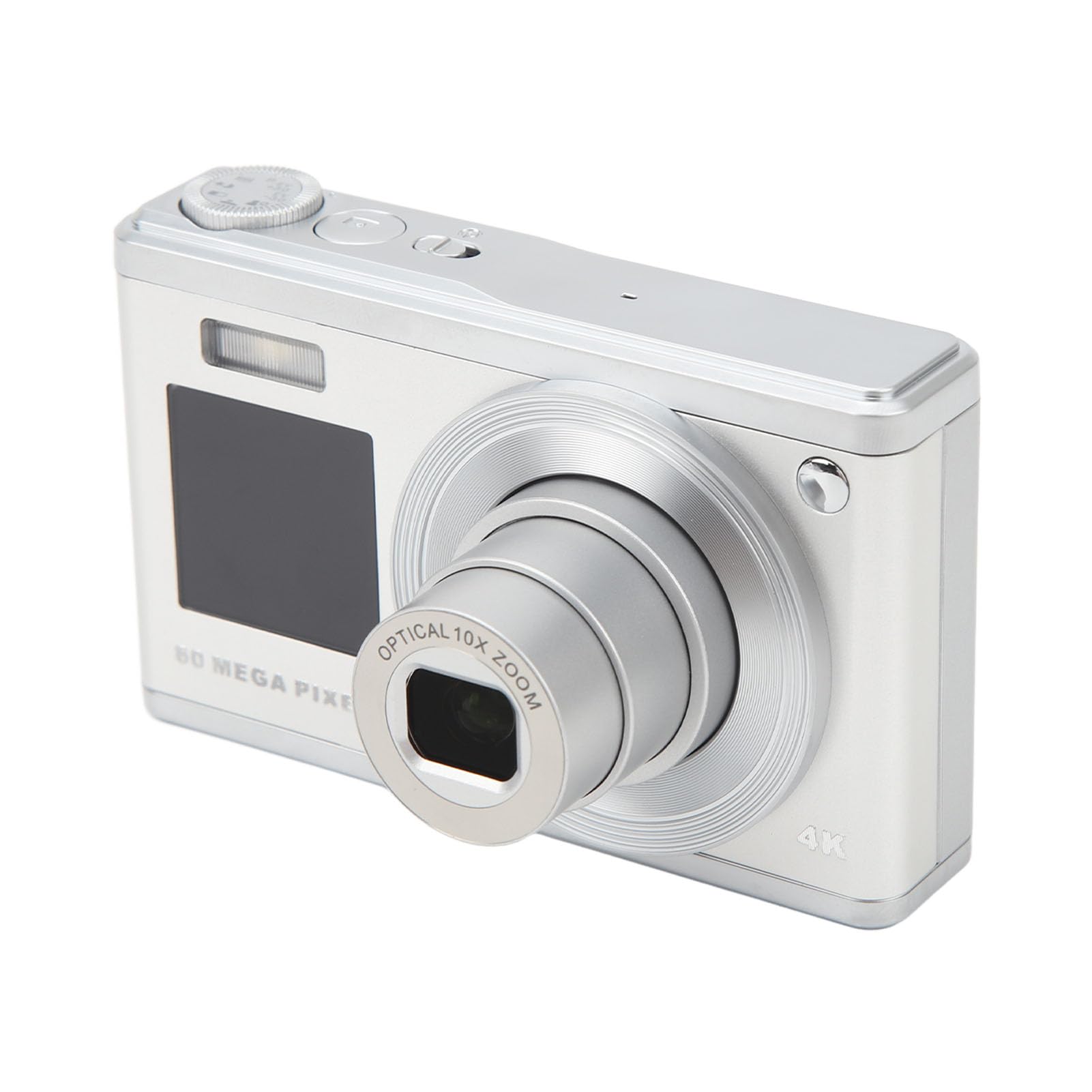 4K Digital Camera with 60MP & 6X Digital Zoom - 2.88 Inch Compact Vlogging Camera with Macro Shooting, Built-in Fill Light & Auto Focus - Perfect for Beginners, Travel & YouTube Content Creation (Silver)