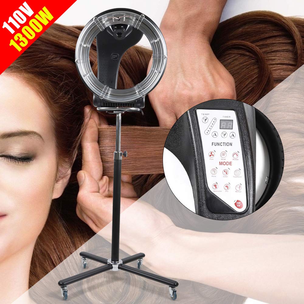 1300W Professional Infrared Hair Dryer with 6 Modes & 360° Rotation - 3-in-1 Salon Stand Dryer for Coloring, Perming & Conditioning - Fast Drying for Home & Salon Use (US Stock)