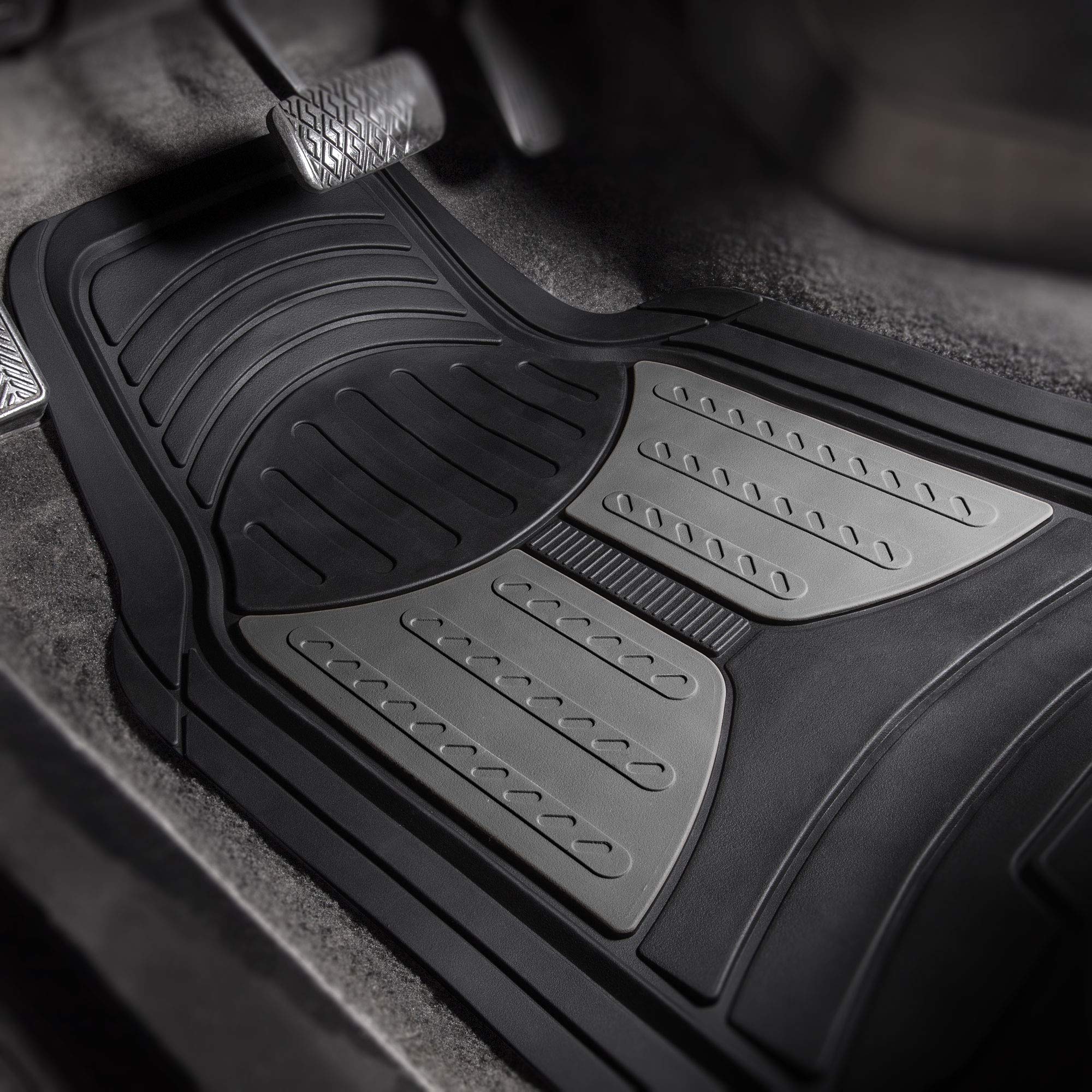 TLH Neoprene Gray Universal Car Seat Covers Full Set with Airbag Compatibility & Waterproof Protection - Includes Trimmable Monster Eye Floor Mats - Perfect for Cars, Trucks, SUVs - Ideal for Daily Commuting, Road Trips & Outdoor Adventures