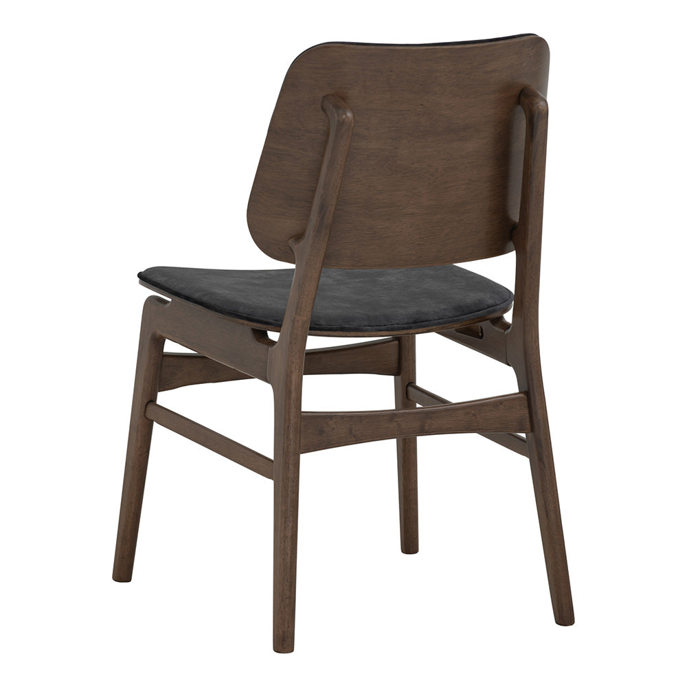 HEATH Modern Dining Chair - Walnut & Charcoal Fabric Upholstered - Perfect for Kitchen, Dining Room and Home Office Seating