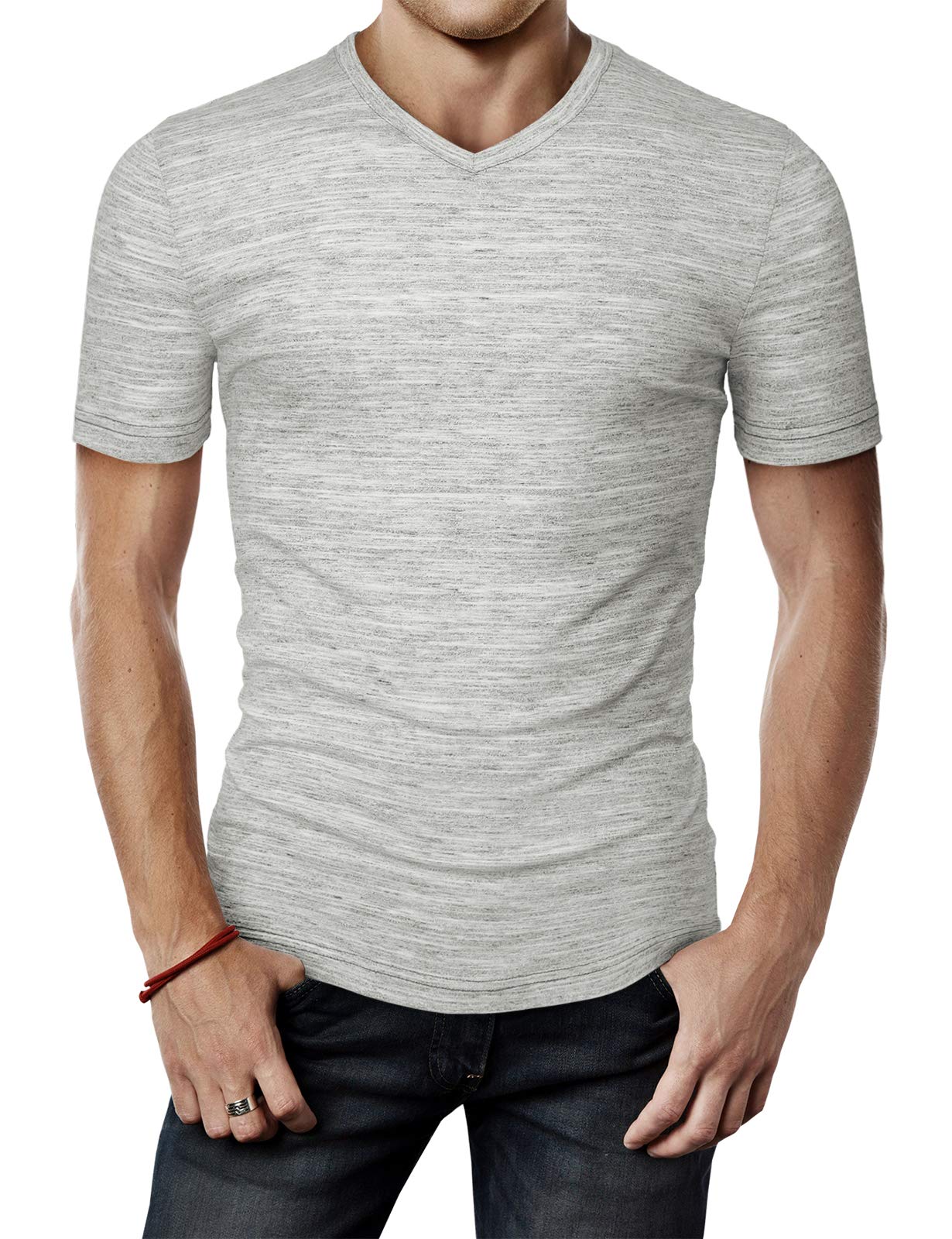 H2H Men's Casual Slim Fit T-Shirt - Short Sleeve Basic Tee for Everyday Wear - Comfortable Cotton Crew Neck Shirt for Work, Gym & Street Style Fashion