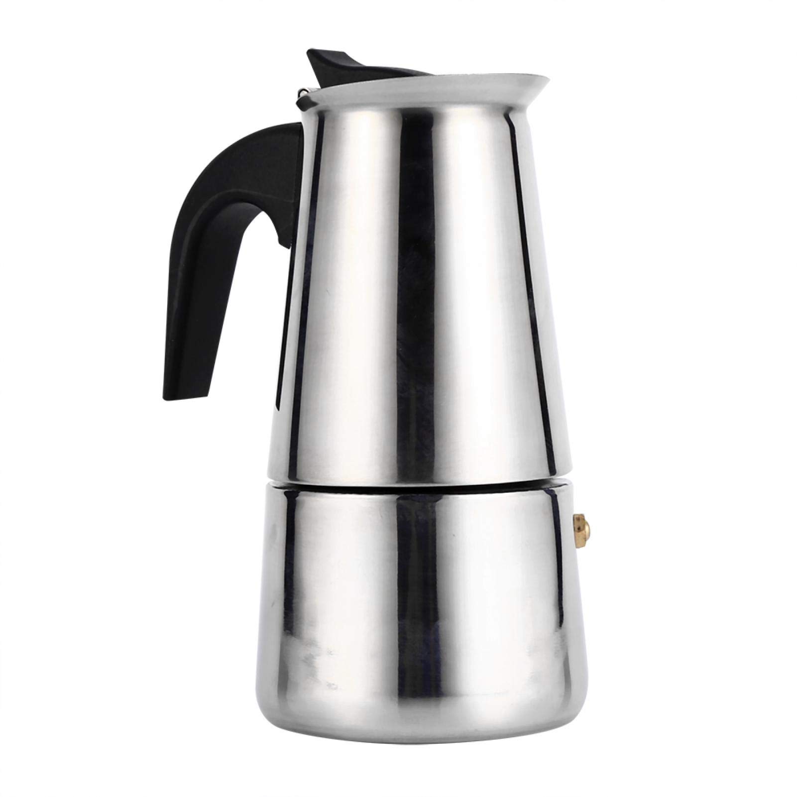 Premium Stovetop Moka Pot - 200ml Durable Stainless Steel Coffee Maker with Ergonomic Handle, Heat Resistant & Elegant Design for Home, Office, Camping & Travel