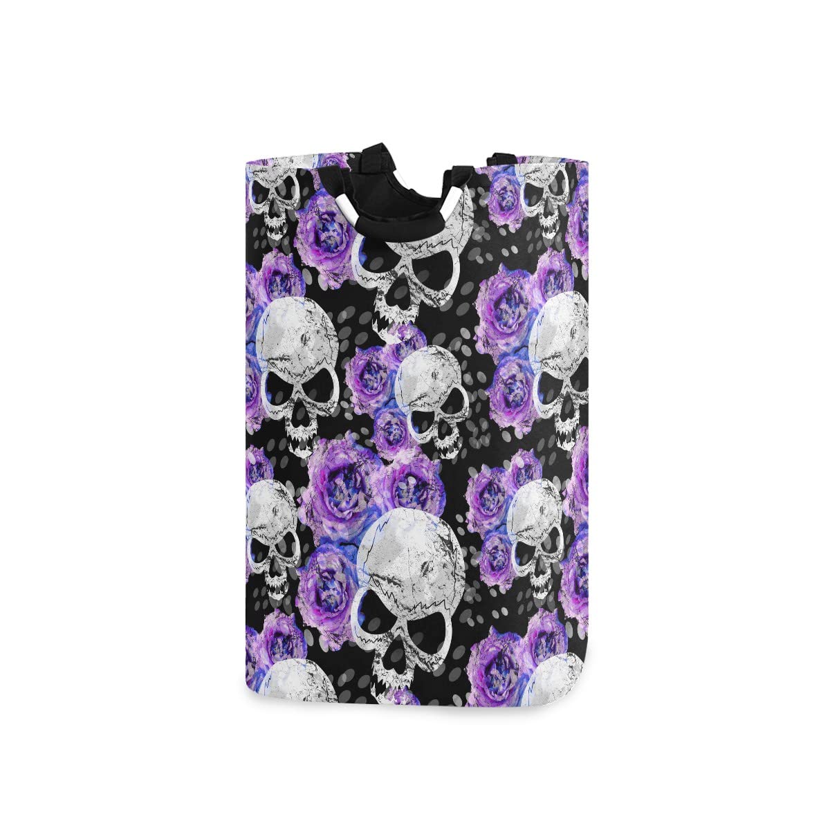 Foldable Laundry Bag with Handles - Floral & Skull Pattern Collapsible Hamper Basket for Bathroom Organization, Laundry Room Storage & Decor - Perfect for Dorm, Travel & Home Use