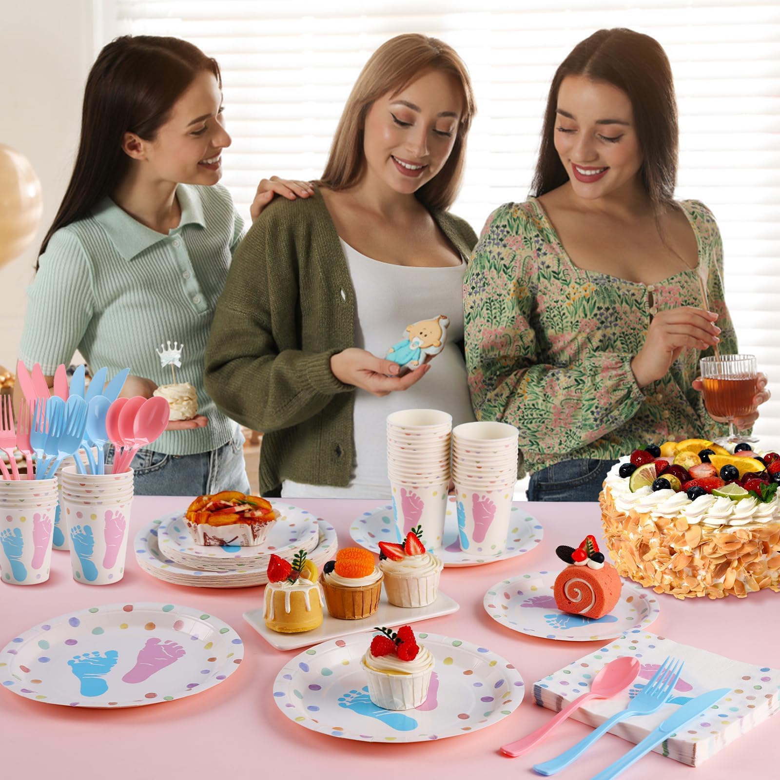 175-Piece Gender Reveal Party Supplies Set - 25 Disposable Plates & Napkins for Baby Shower (Pink & Blue) - Perfect for Gender Announcement Parties, Baby Showers & Celebrations