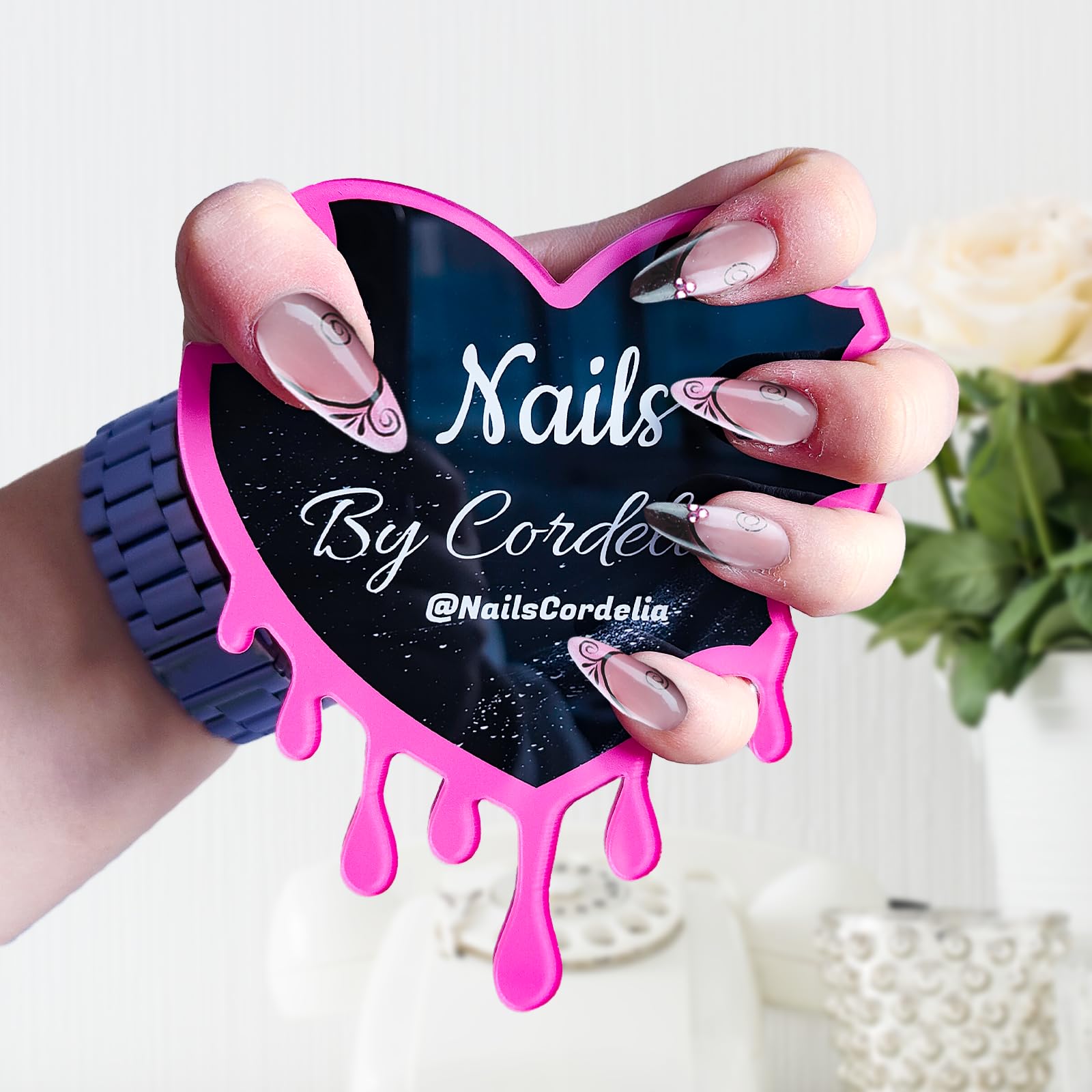 Custom Nail Photo Props - Personalized Acrylic Nail Polish Display Stand for Social Media & Salon Decor | Nailfie Disk Background Mat for Nail Techs & Artists | Perfect for Instagram Photos, Salon Displays & Nail Art Gifts