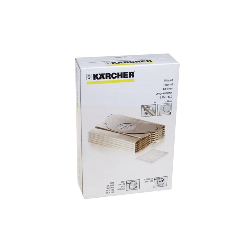 Karcher 69041430 Vacuum Cleaner Bags (Pack of 5) - Premium Replacement Dust Bags for Karcher Vacuums - Ideal for Home Cleaning, Office Maintenance & Pet Hair Removal