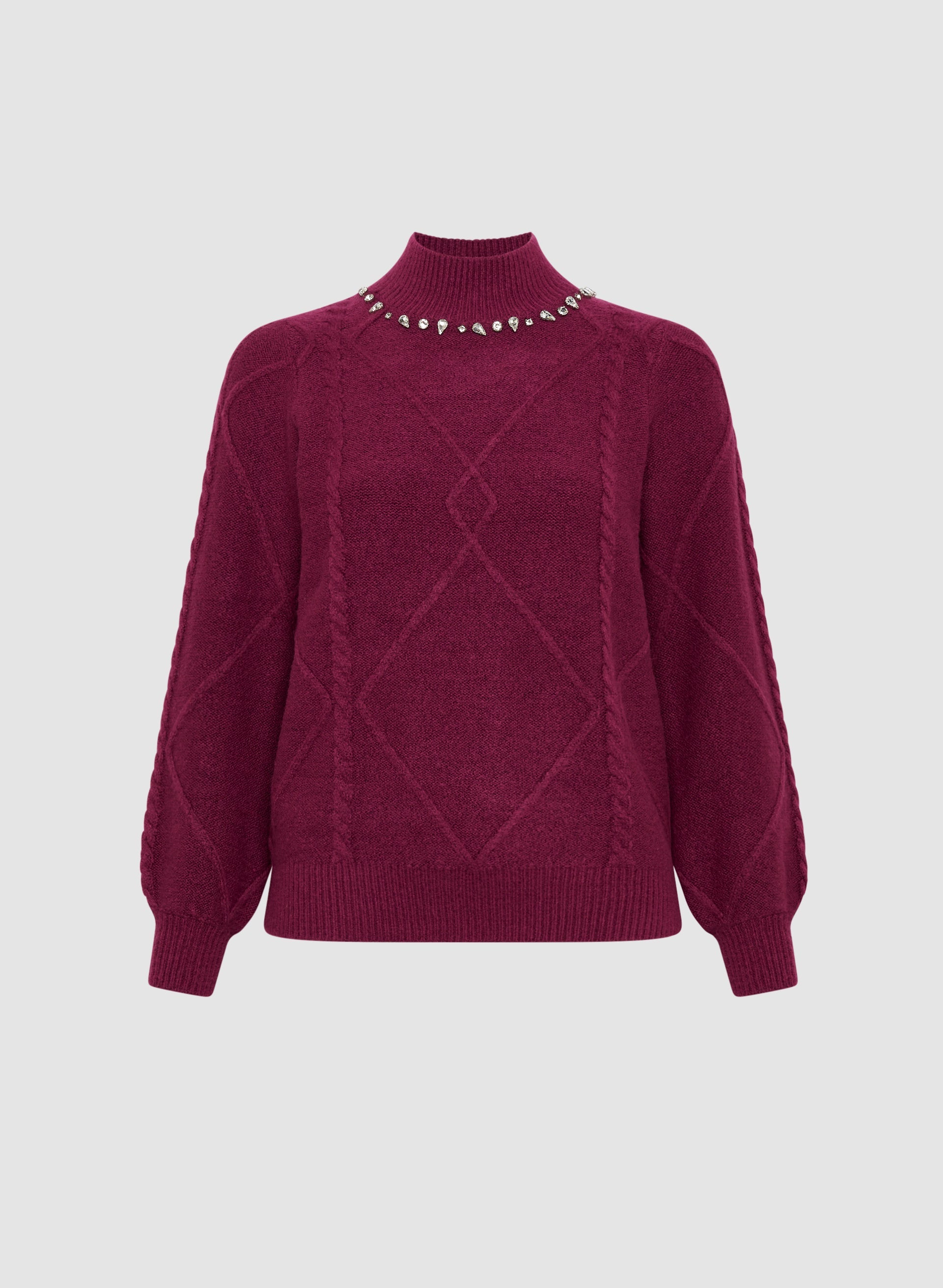 Argyle Rhinestone Detail Sweater for Women - Elegant Vintage Knit Top with Crystal Accents | Perfect for Holiday Parties, Date Nights & Office Wear