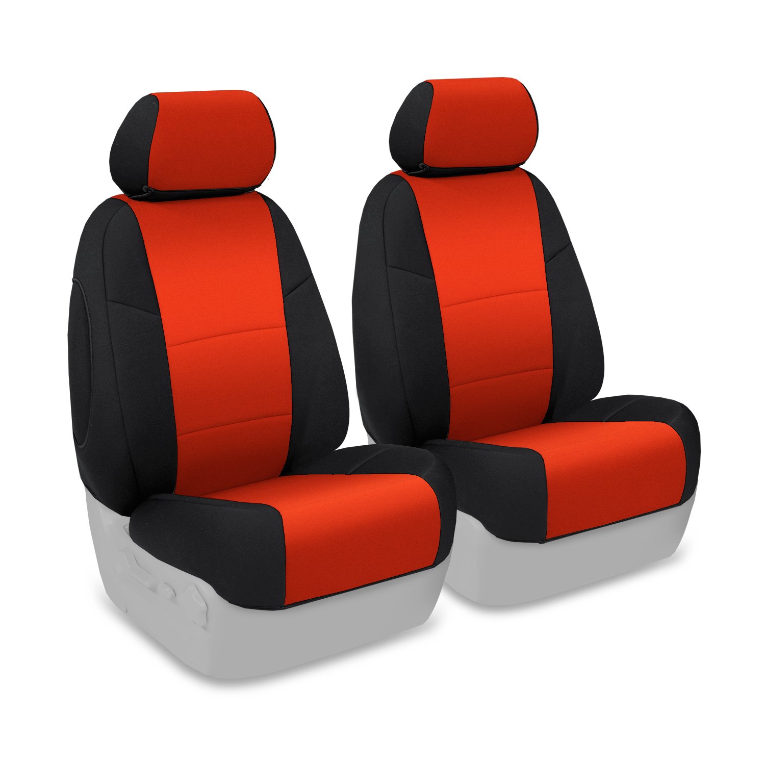 Custom Neoprene Seat Covers in Inferno Orange with Black Sides - Perfect Fit for 2014-2019 Jeep Wrangler - Waterproof & Durable Protection for Off-Road Adventures & Daily Commutes