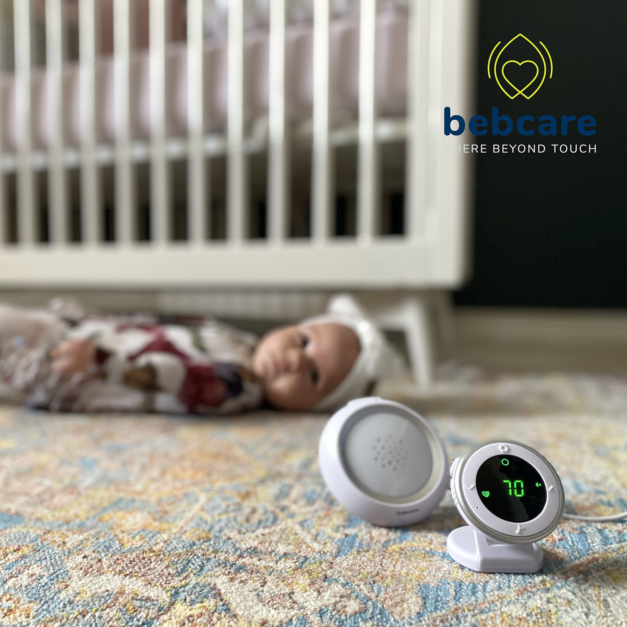 Bebcare Hear Audio Baby Monitor - Ultra-Low Radiation Safe Technology with Breathing Sensor, Night Light & White Noise - 2000ft Range (Includes Sensor Mat) - Perfect for Nursery, Travel & Peace of Mind Parenting