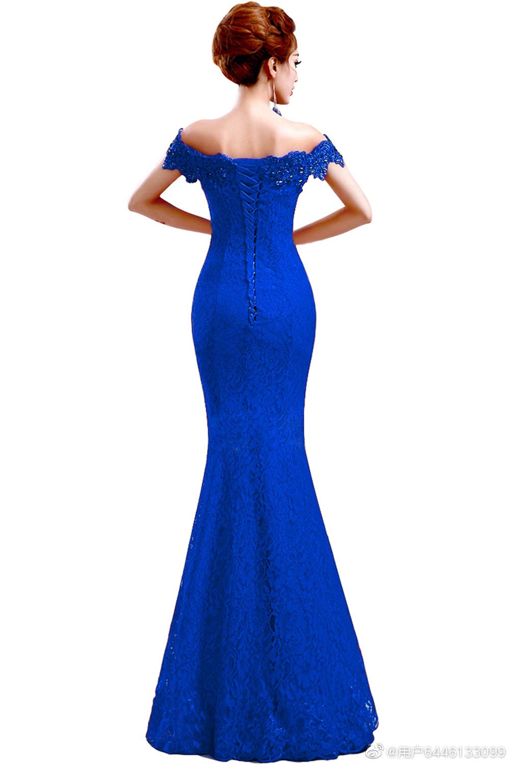 Babyonline® Red Lace Off-Shoulder Mermaid Bridesmaid Dress for Evening Formal Events - Perfect for Weddings, Proms & Special Occasions
