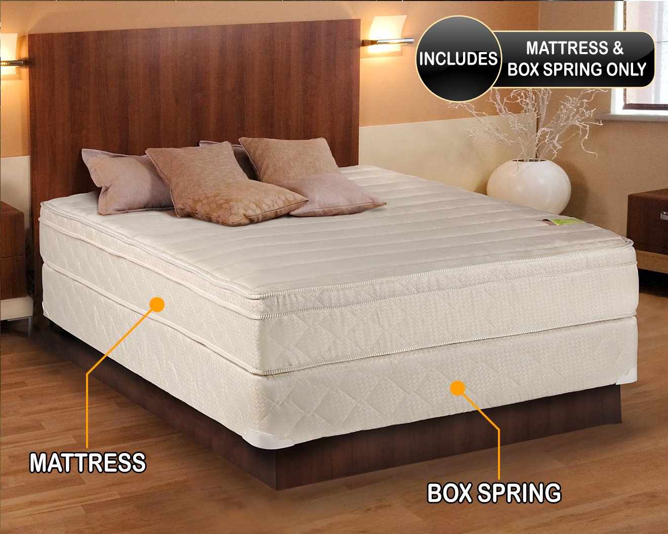 Firm Eurotop Full Mattress & Box Spring Set - Orthopedic Support for Bedrooms