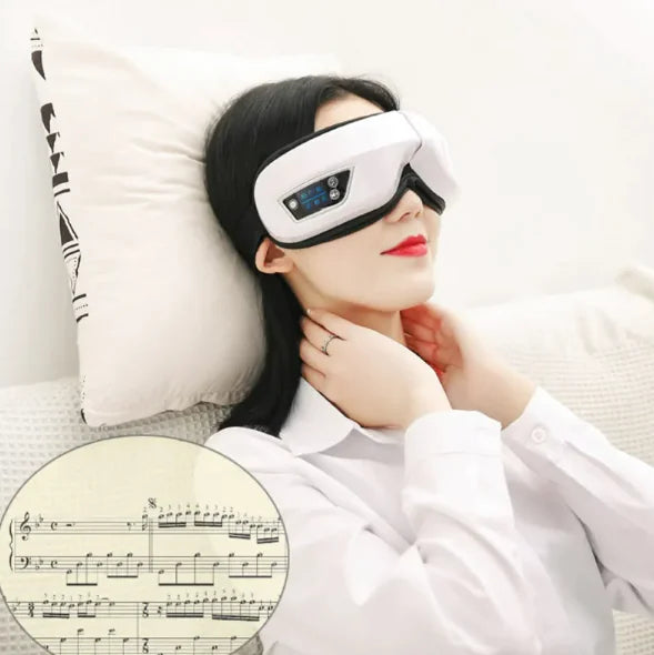Wireless Heating Eye Massager for Relaxation & Stress Relief - Rechargeable Eye Massage Mask with Heat Therapy for Migraine, Dry Eyes & Sleep Aid - Perfect for Home, Office & Travel Use