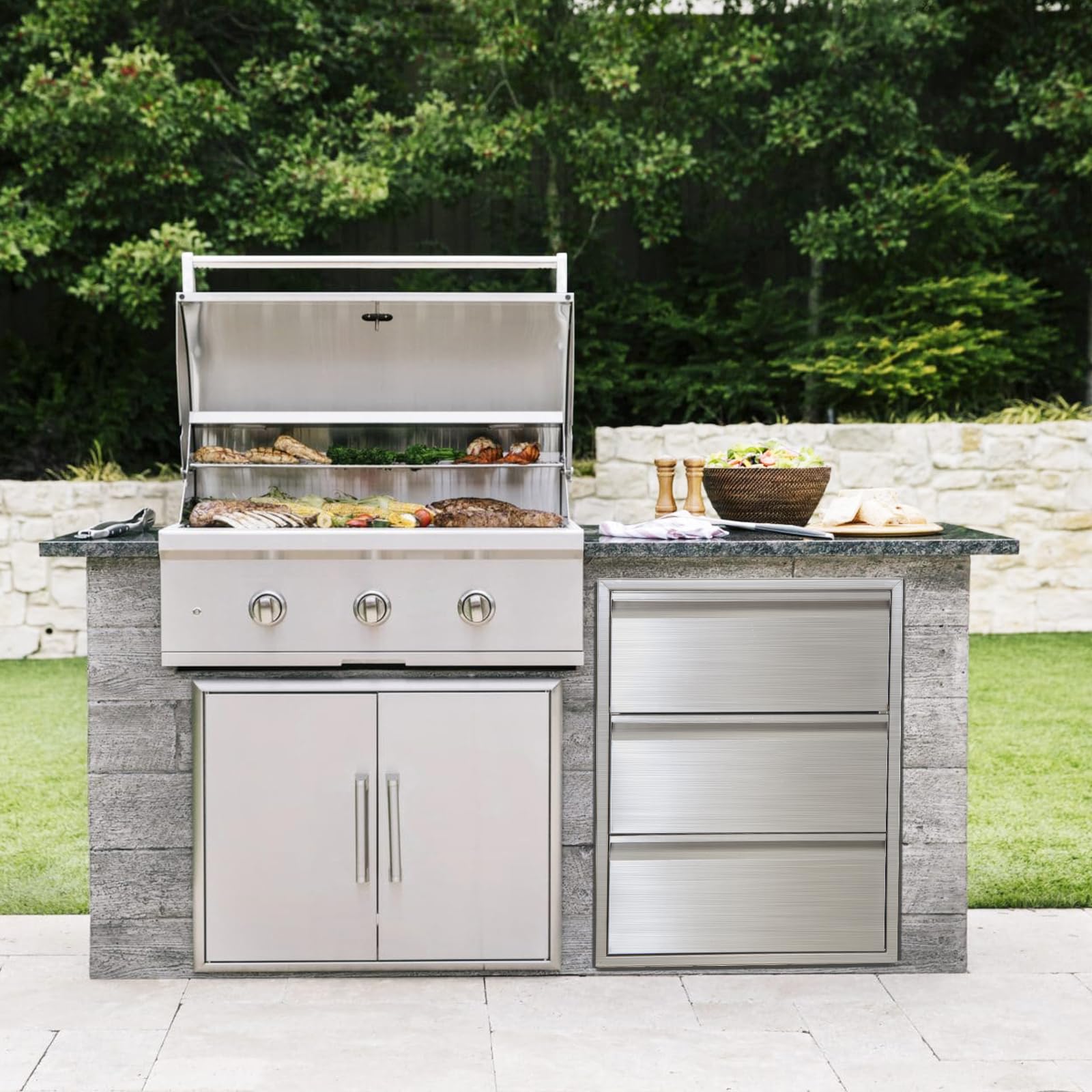 Stainless Steel Outdoor Kitchen Drawers with Paper Towel Holder - 18