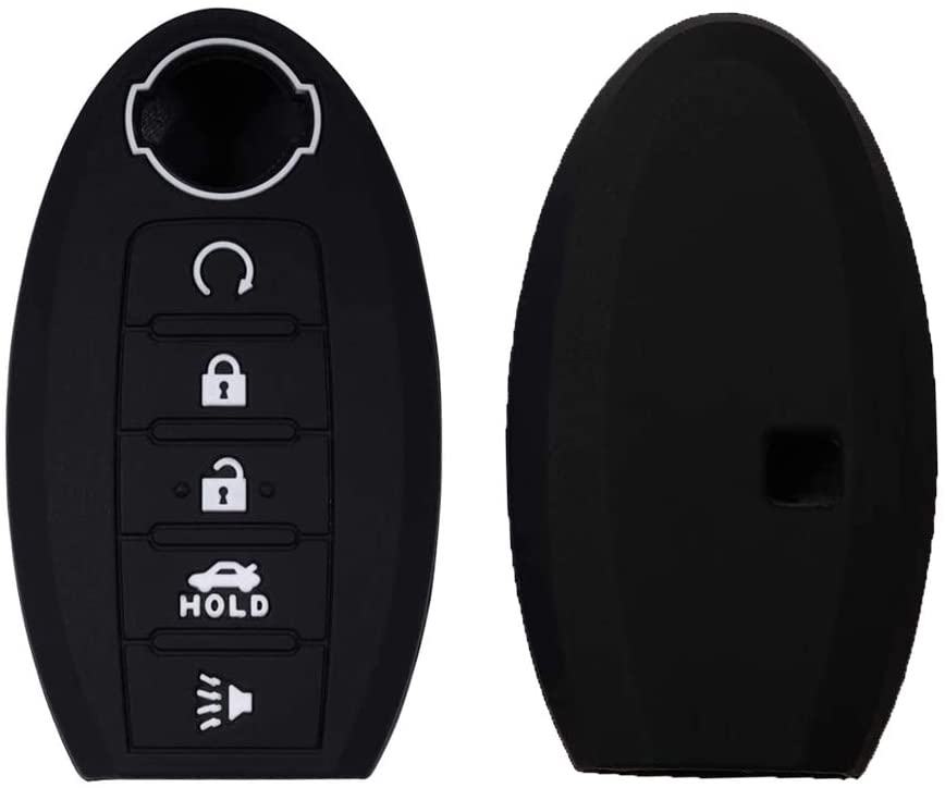 Nissan Remote Key Fob Cover 5 Button Silicone Rubber Protector for Armada Rogue Maxima Altima Pathfinder - Durable Key Case Holder for Car Keys Protection (Perfect for Everyday Use & Travel)