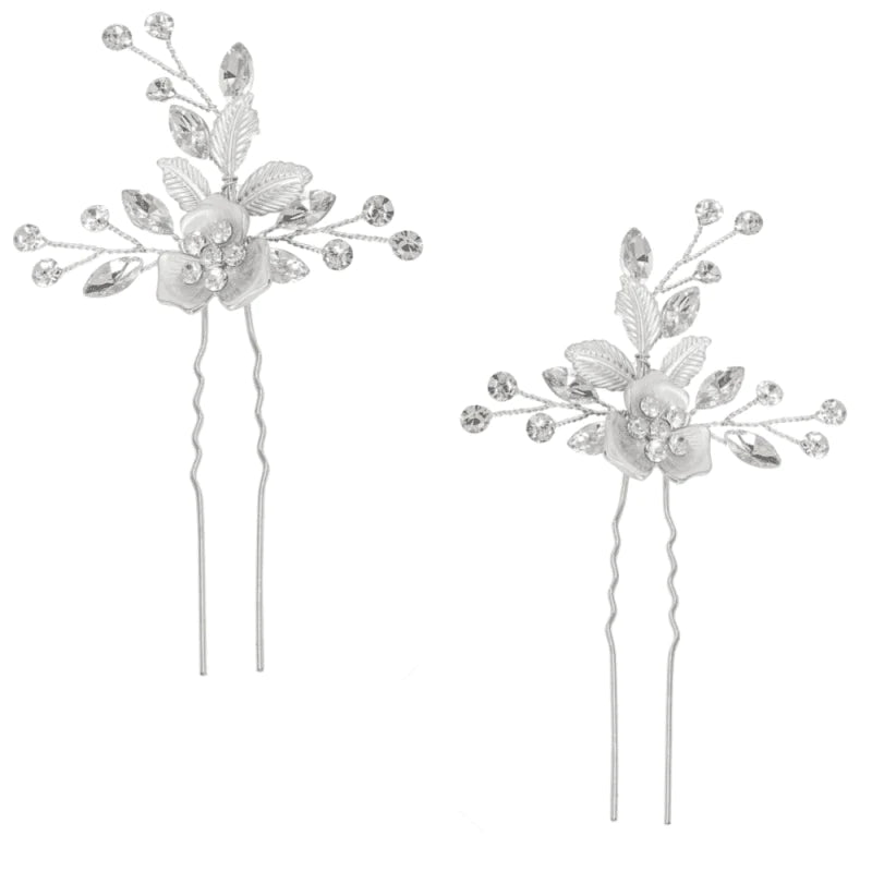 Elegant Silver Bridal Hair Pins with Sparkling Crystals - Perfect for Weddings, Prom, and Special Occasions | Hair Accessories for Brides and Formal Events