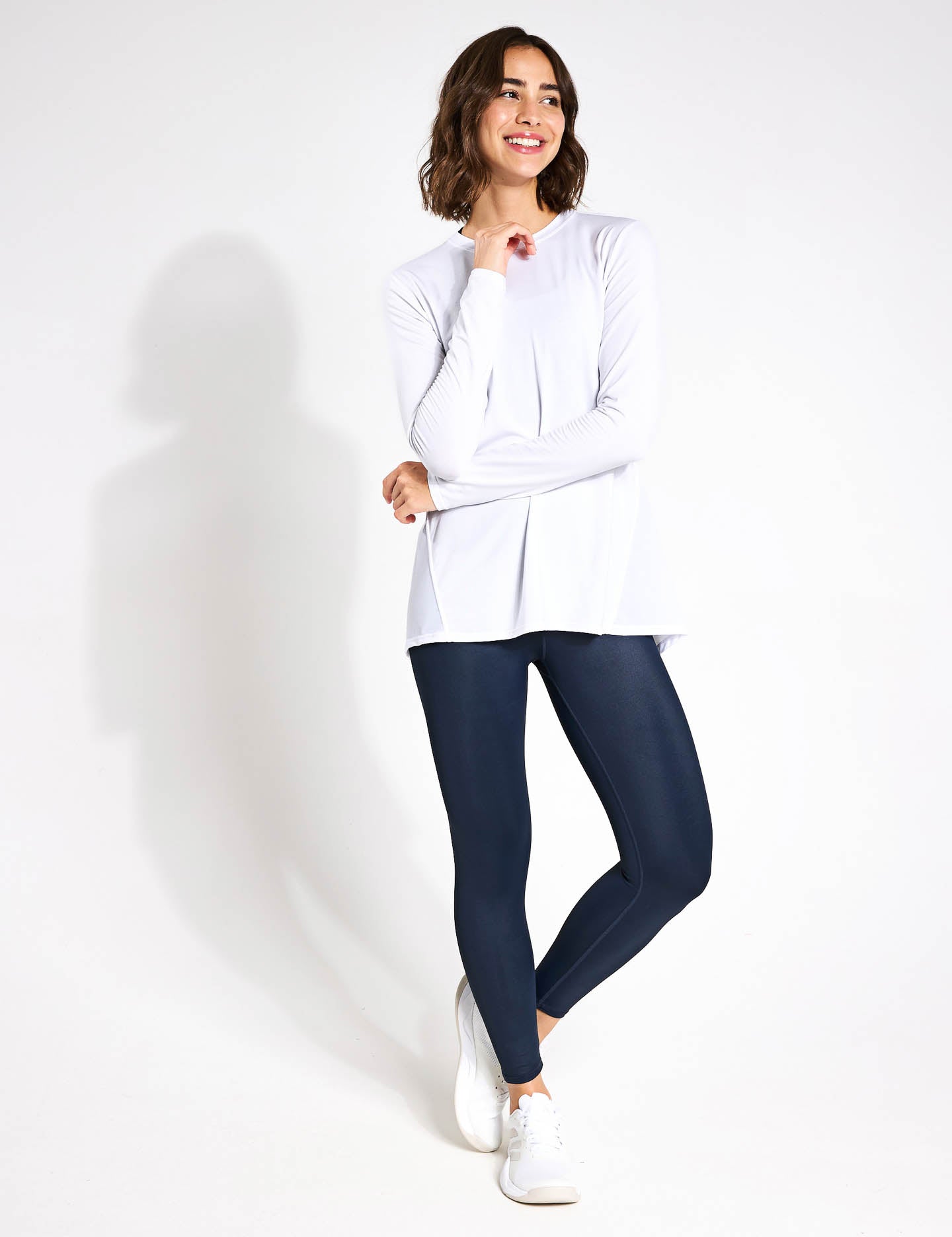 Kendall Women's Long Sleeve T-Shirt - Soft Cotton Basic Top in White | Perfect for Casual Wear, Layering & Everyday Outfits