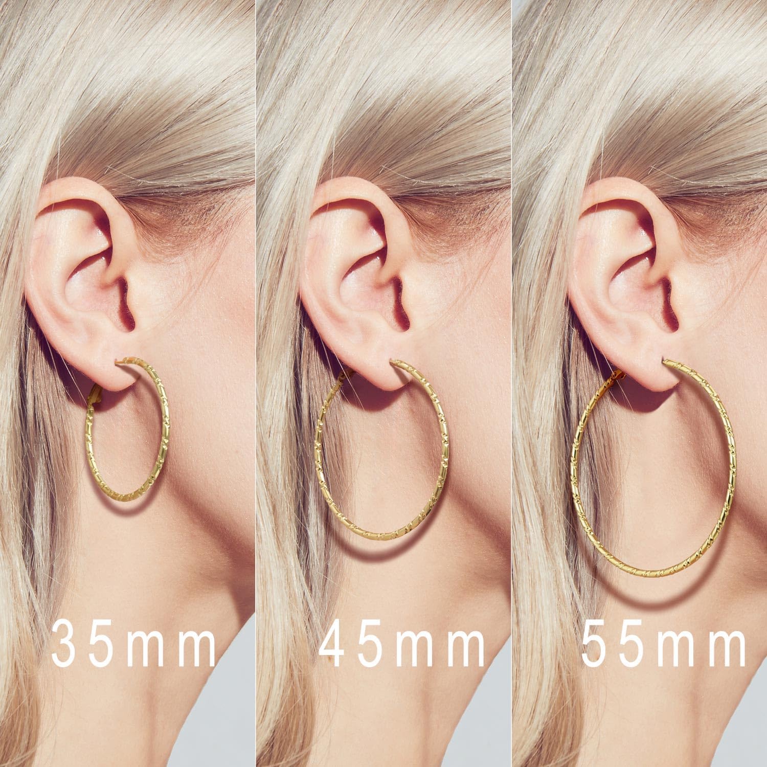 14K Gold Hoop Earrings for Women - Lightweight Hypoallergenic Large Hoops (35mm/45mm/55mm) | SPOINT Elegant Everyday & Party Jewelry for Women