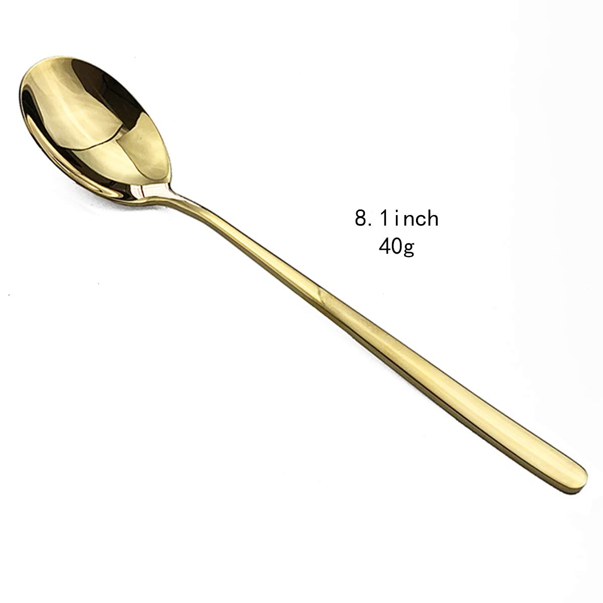 8-Piece Large Stainless Steel Dinner Spoons - 8-inch Elegant Table Soup Spoons Set, Premium Silverware Utensils for Dining, Dishwasher Safe (Shiny Gold Finish) - Perfect for Restaurants, Dinner Parties & Everyday Family Meals