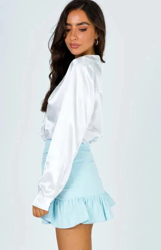 High Waisted Pleated Ruffle Mini Skirt for Women - Trendy A-Line Summer Skirt with Elastic Waistband | Perfect for Parties, Dates & Casual Outfits