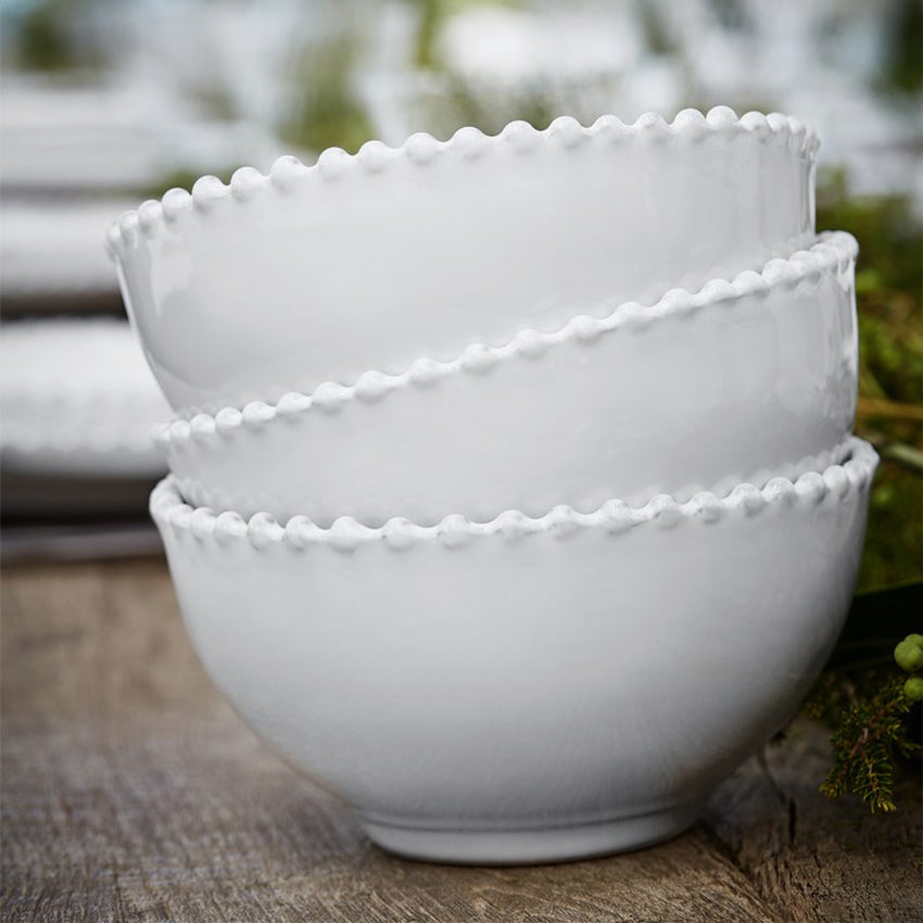 Costa Nova Pearl White Soup and Cereal Bowl Set - Elegant Porcelain Dish for Breakfast, Soup, Salad, and Dessert - Perfect for Home, Restaurant, and Gifting Use