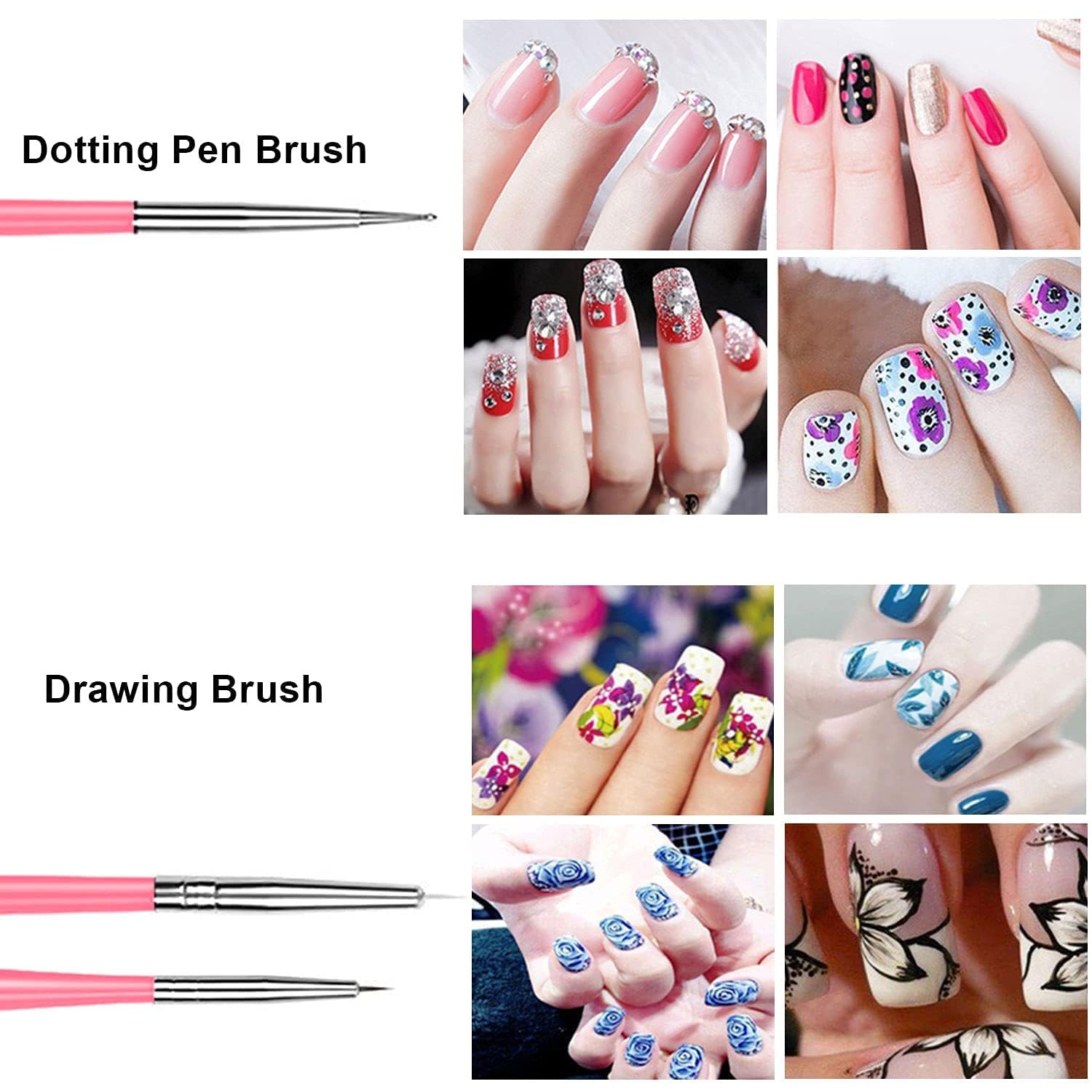 Khelni 48 Bottles 3D Nail Art Set with 15 Pcs Nail Art Brush Kit - Professional Nail Decoration Tools for DIY Manicure, Salon & Home Use