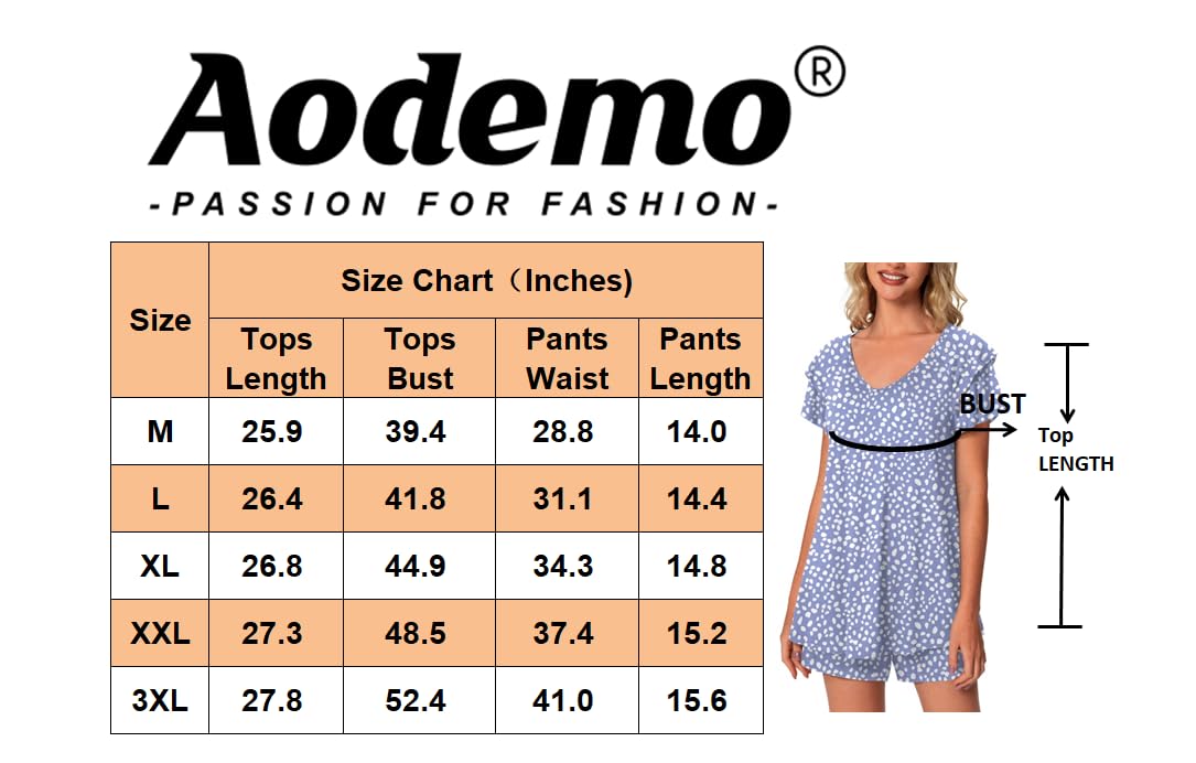 Aodemo Women's Summer Pajama Sets - Soft Short Sleeve Sleepwear with Pockets & Keyhole Design for Lounge, Nightwear & Comfortable Sleep | Perfect for Vacation, Relaxing at Home & Gift Giving
