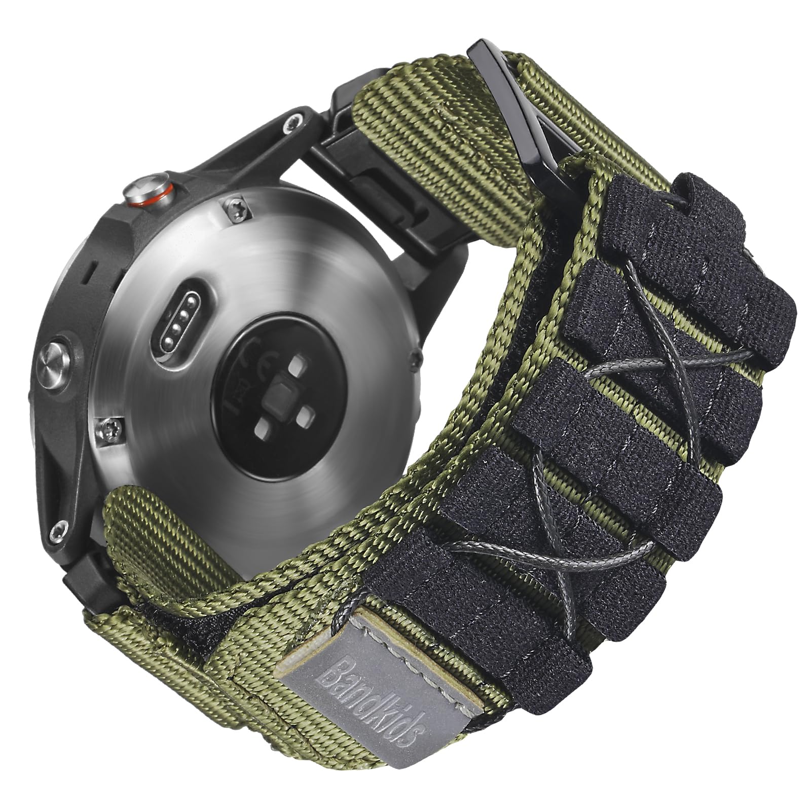 22mm Military Braided Nylon Solo Loop Watch Band for Garmin Fenix 5/5 Plus/6/6 Pro/7, Forerunner 935/945/955/965 & Approach S60/S62 - Durable Comfort for Running, Hiking & Outdoor Adventures