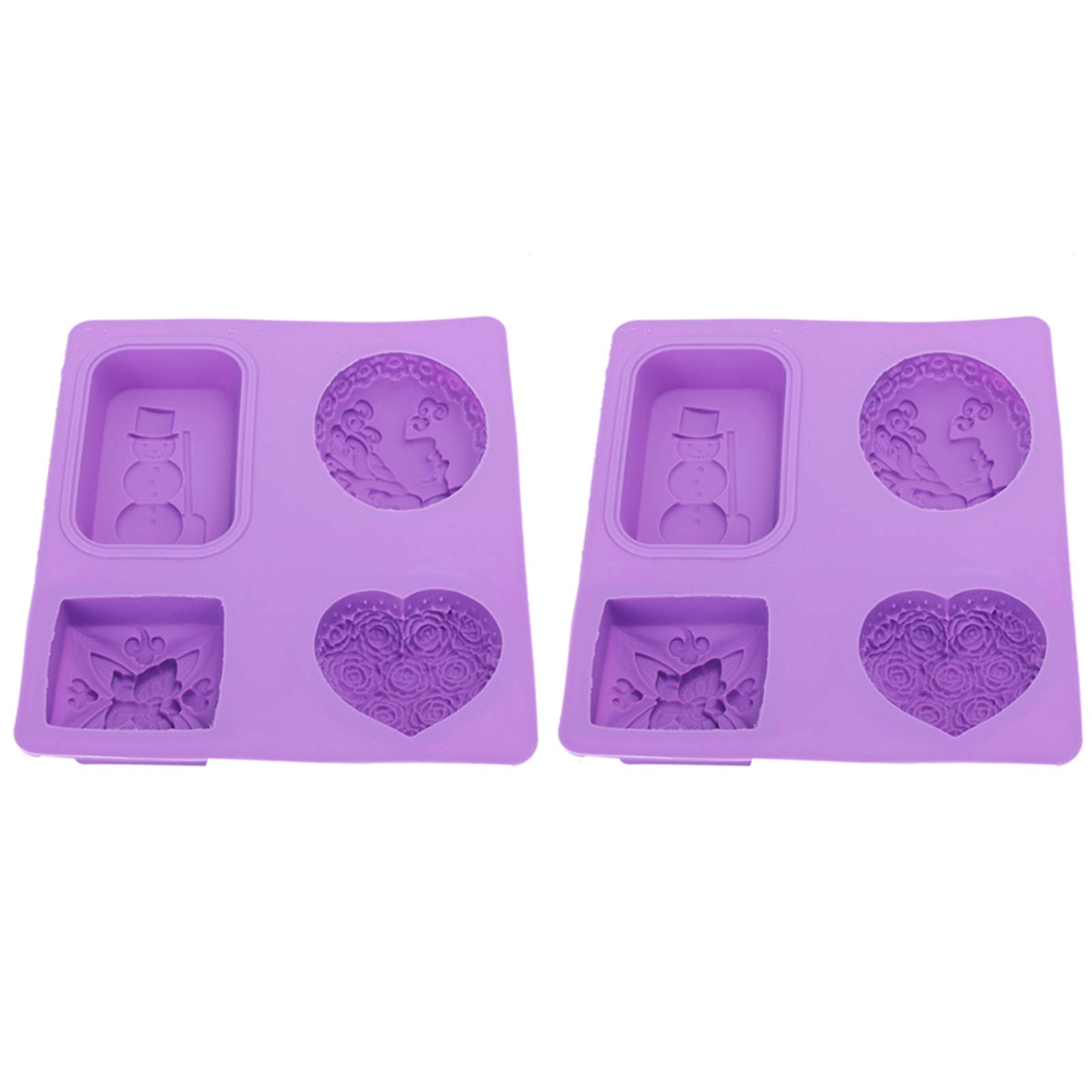 2pcs Heat-Resistant Silicone Soap Mold - 4 Grids DIY Cupcake & Baking Molds for Handmade Soap, Cake, Candles | Christmas Snowman Design | Perfect for Holiday Gifts, Home Decor & DIY Crafts