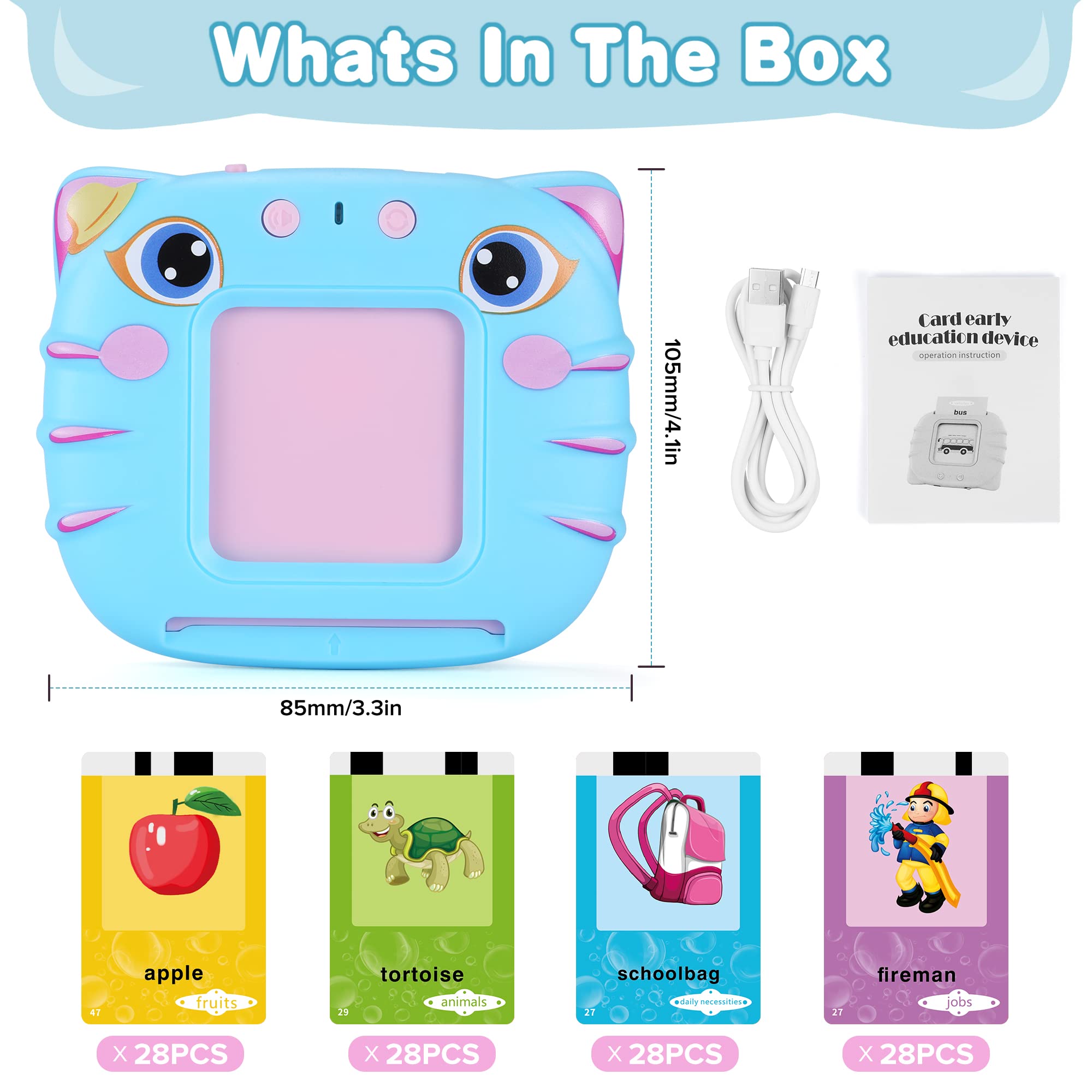 Interactive Talking Flash Cards for Toddlers Ages 2-4 | 112 Double-Sided Learning Cards with 224 Sight Words | Speech Therapy & Autism Educational Toys | Perfect Stocking Stuffer Gift for Boys & Girls (Pink) | Ideal for Early Childhood Learning, Home Schooling & Special Needs Development