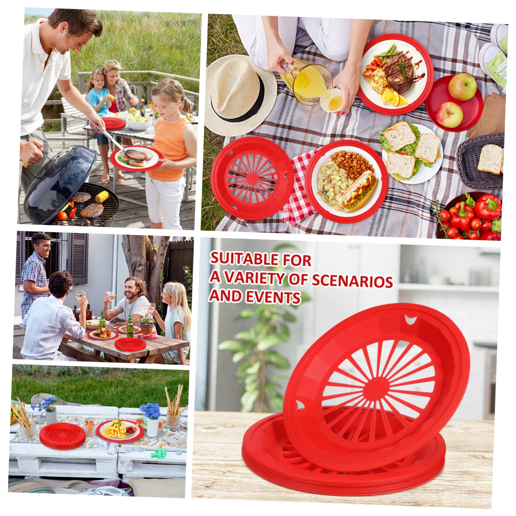 10-Piece Grill Plate Set - Durable BBQ Tray & Lightweight Plate Holder for Outdoor Picnics, Camping & Backyard Parties - Reusable BBQ Accessories & Paper Plate Holders - Perfect for Grilling, Tailgating & Family Gatherings