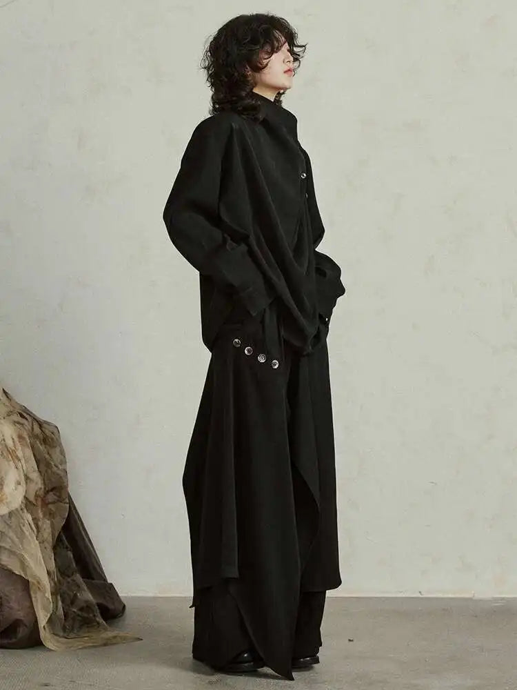 Women's Big Size T-Shirt & Wide Leg Pants Two-Piece Set - 2025 Trendy Turtleneck Long Sleeve Outfit for Spring & Autumn | Plus Size Casual Wear for Work, Travel & Everyday Fashion