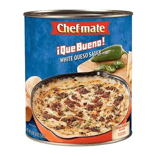 Chef-mate Que Bueno White Queso & Nacho Cheese Sauce - Bulk #10 Can (6 lb 10 oz) - Pack of 6 - Restaurant Quality Mexican Cheese Dip for Nachos, Tacos & Party Snacks