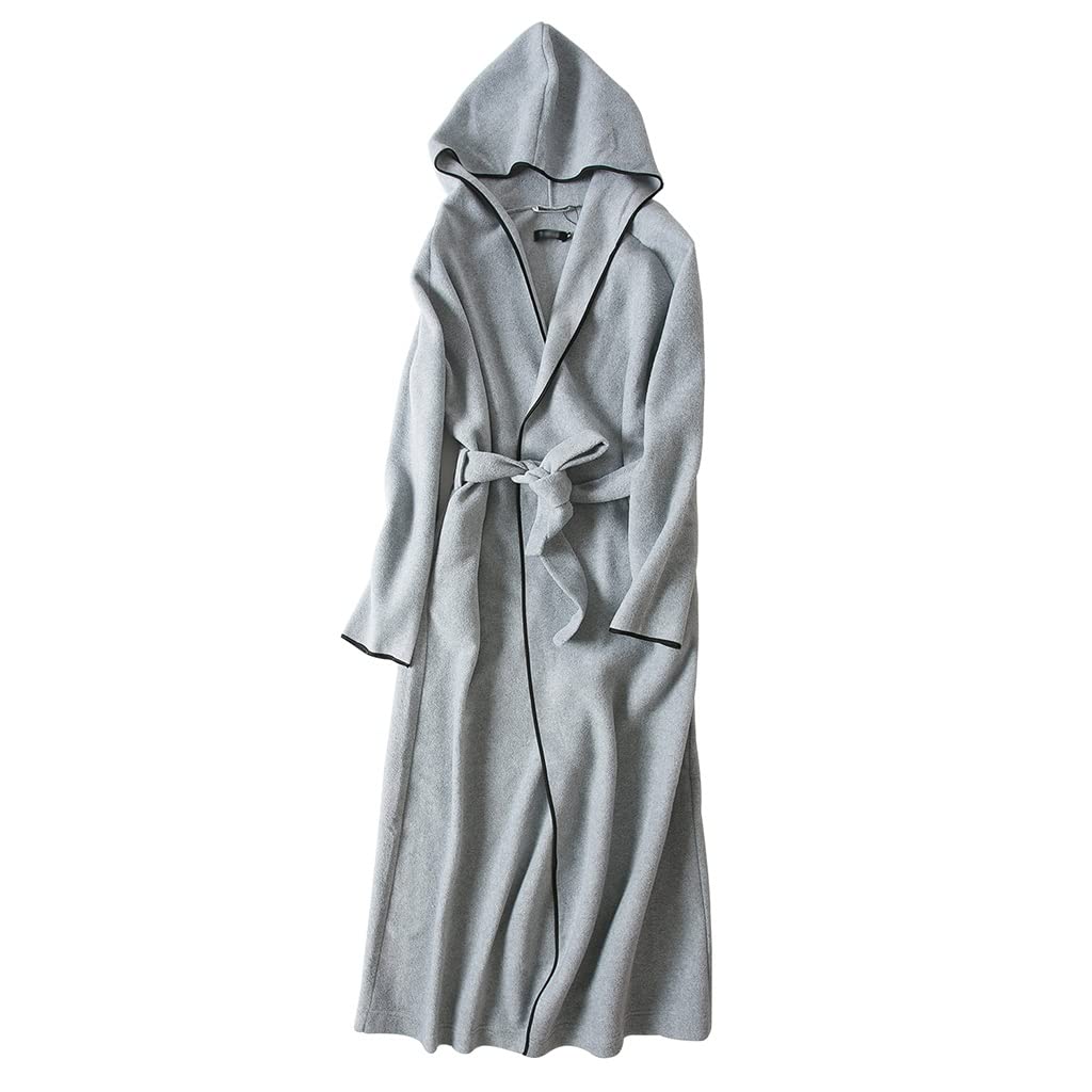 **Men's & Women's Plush Hooded Robes - Big & Tall Fleece Bathrobe, Floor Length Nightgown, Plus Size Extra Soft Matching Couple Pajamas - Light Gray (Size S-127cm) - Cozy Loungewear for Spa, Winter & Relaxation at Home**