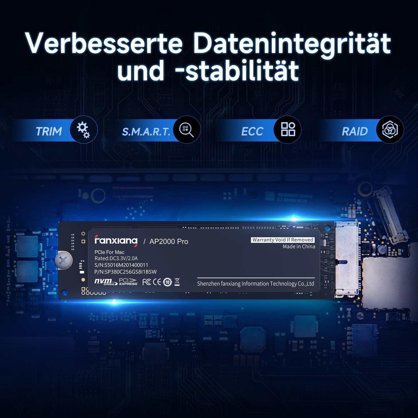 Fanxiang NVMe SSD 2TB for Mac - Up to 3500MB/s Read Speed | Compatible with MacBook Air/Pro, iMac, Mac Pro | Perfect for Gaming, Video Editing & Storage Upgrade (AP2000Pro)