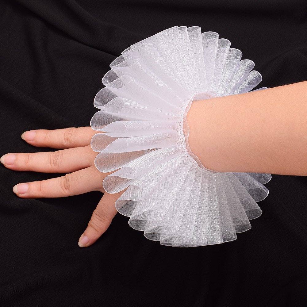GraceArt Victorian Elizabethan Ruff Collar - Elegant Lace Neck & Wrist Cuffs for Renaissance Faire, Dickens Festival, Cosplay & Historical Reenactment