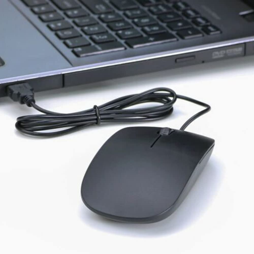 Ergonomic Wired USB Optical Mouse for PC & Laptop - Comfortable Scroll Wheel Black Mice for Office, Gaming, and Home Use