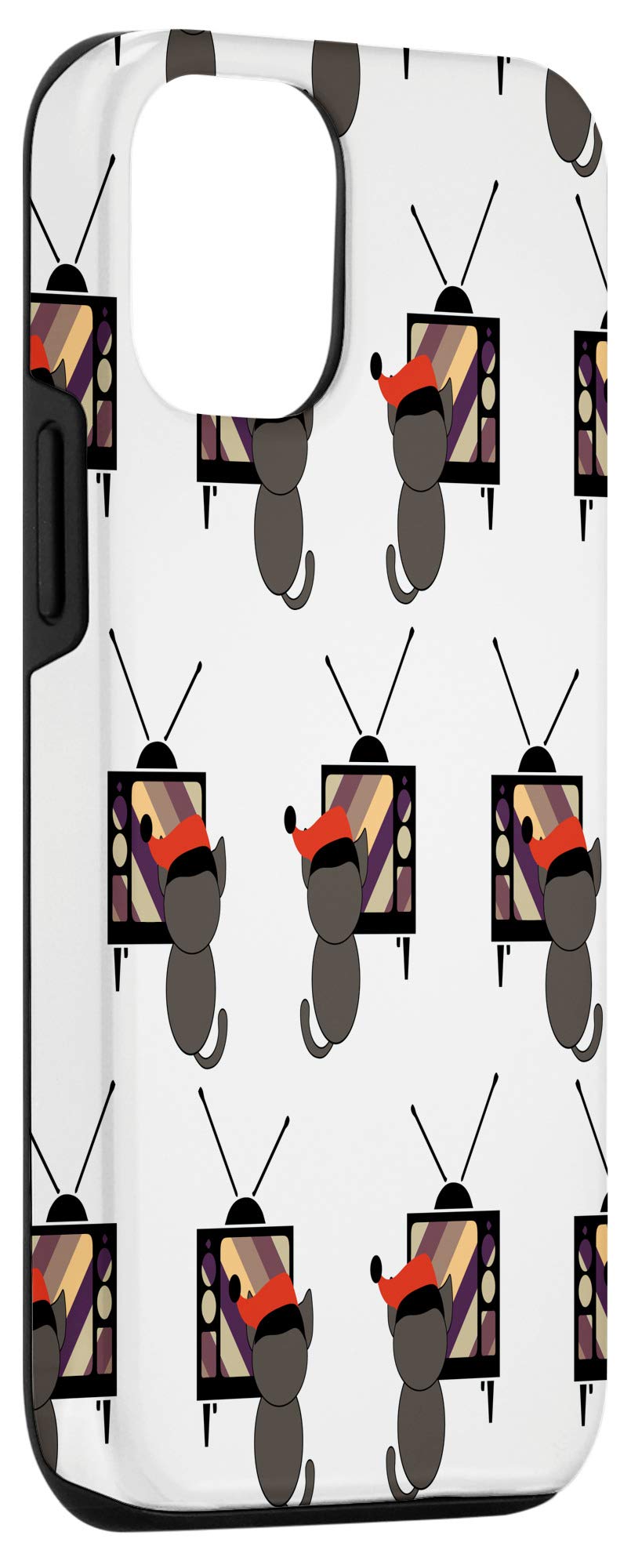 iPhone 12/12 Pro Case - Black Cat with Santa Hat Watching TV Retro Vintage Design | Perfect for Christmas Gifts & Holiday Season Protection