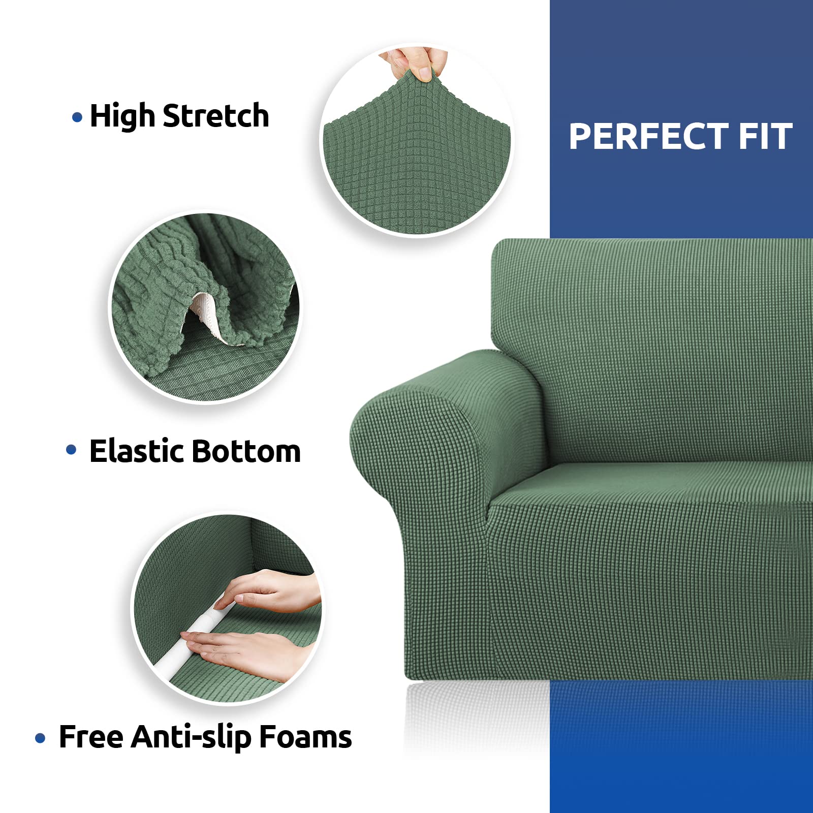 KEKUOU Stretch Sofa Cover Slipcover - 3 Cushion Couch Cover for 79