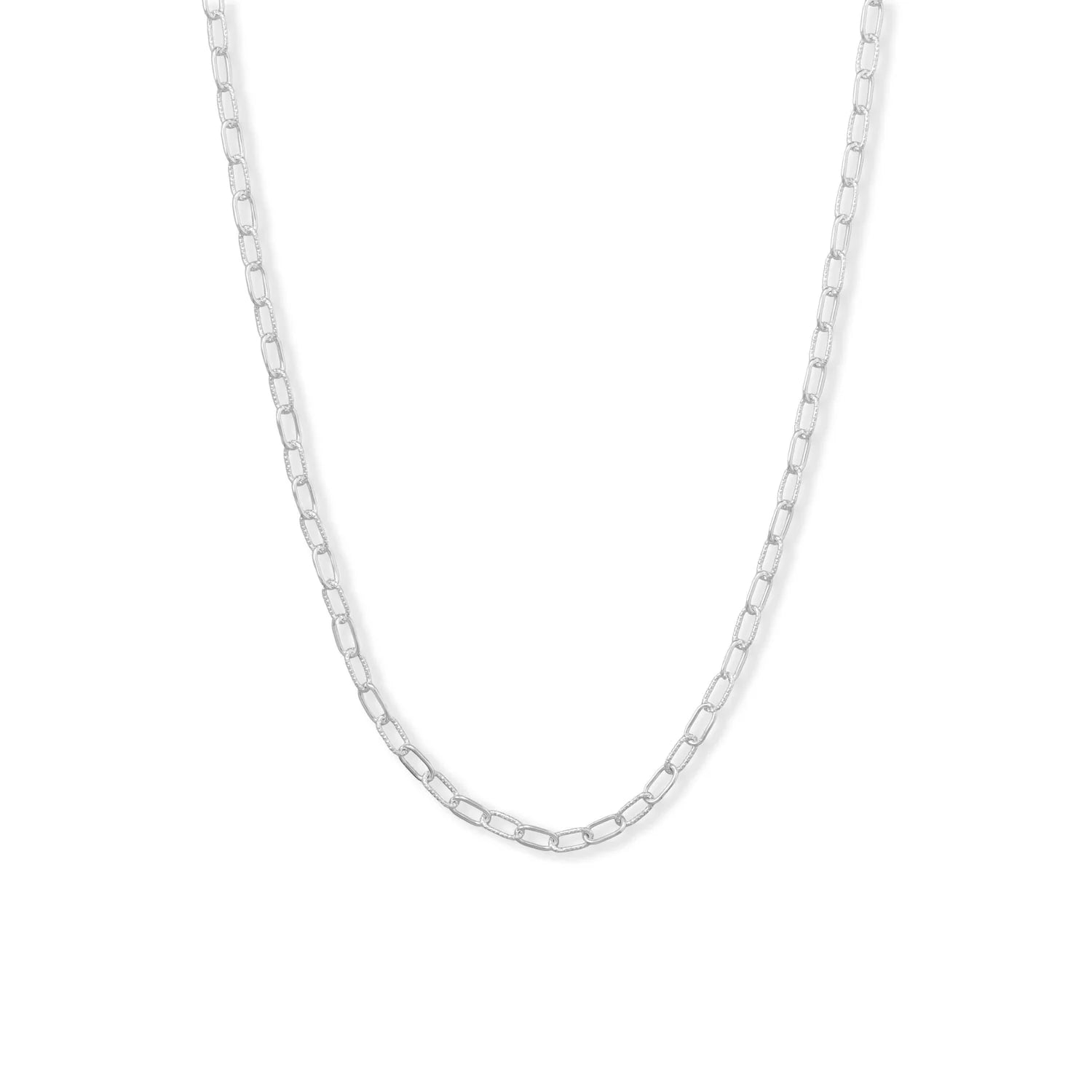 Elegant Sterling Silver 18 Smooth & Textured Link Necklace for Women – Perfect for Everyday Wear, Date Nights & Special Occasions
