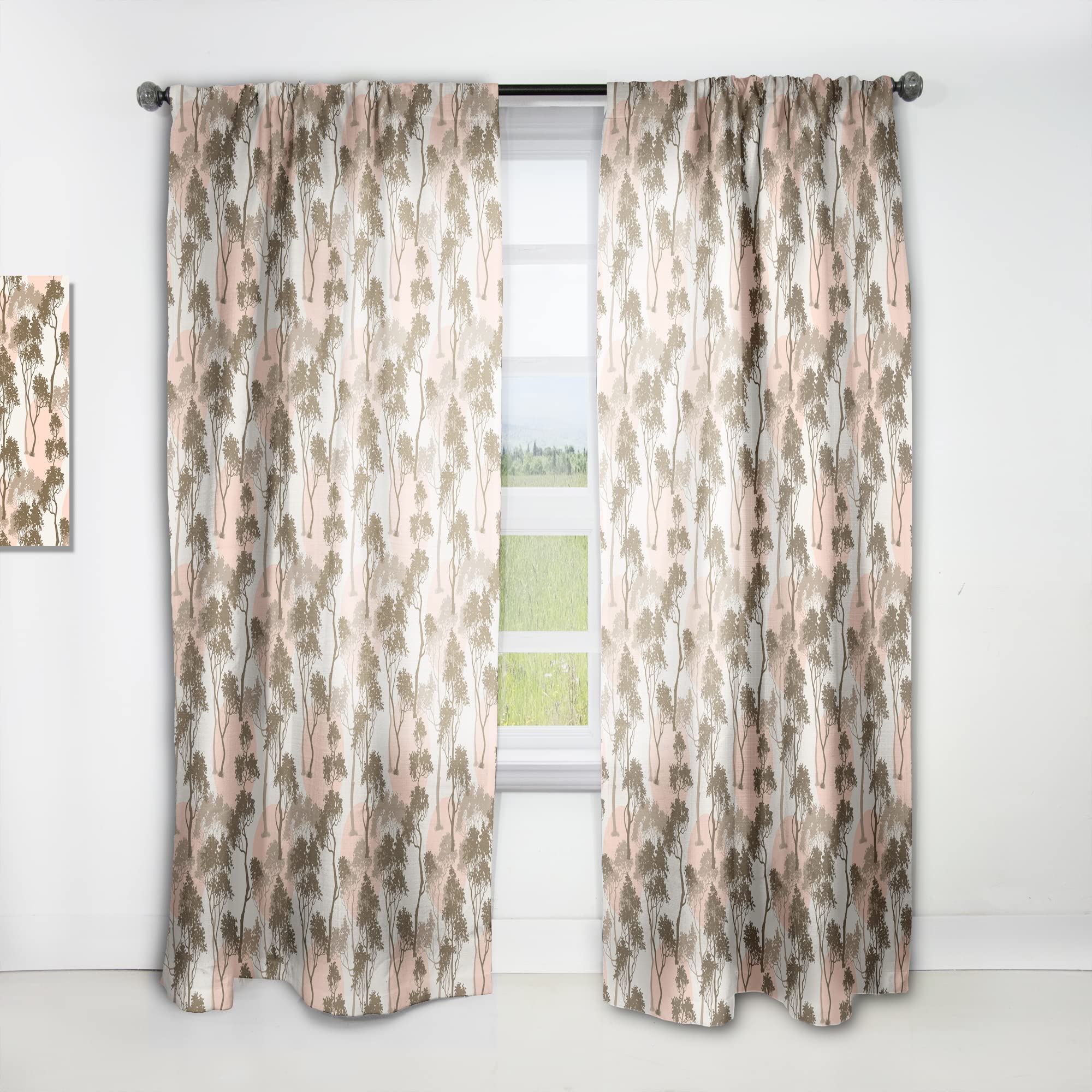DesignQ Thermal Insulated Blackout Curtains - Trees Under Full Moon Forest Print - 52x120 Inch Single Panel for Bedroom & Living Room - Perfect for Privacy, Light Blocking & Energy Savings
