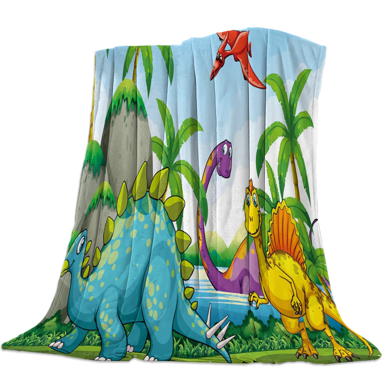 KAROLA Soft Fleece Blanket - Ultra Cozy Microfiber Flannel Bed Blanket for All Seasons | Lightweight & Luxurious Dinosaur Print Throw (60x80 Inches) - Perfect for Bed, Couch, Sofa & Home Decor