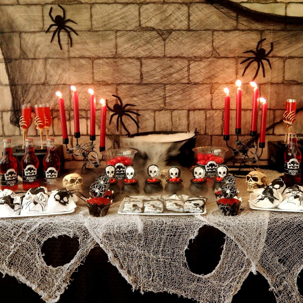 3-Piece Halloween Creepy Cloth Set - Giant Spooky Netting for Home Decor, Hanging Gauze, Window Cover & Party Supplies - Perfect for Desktop Spider Web Displays, Haunted House Decorations & Halloween Party Scenes